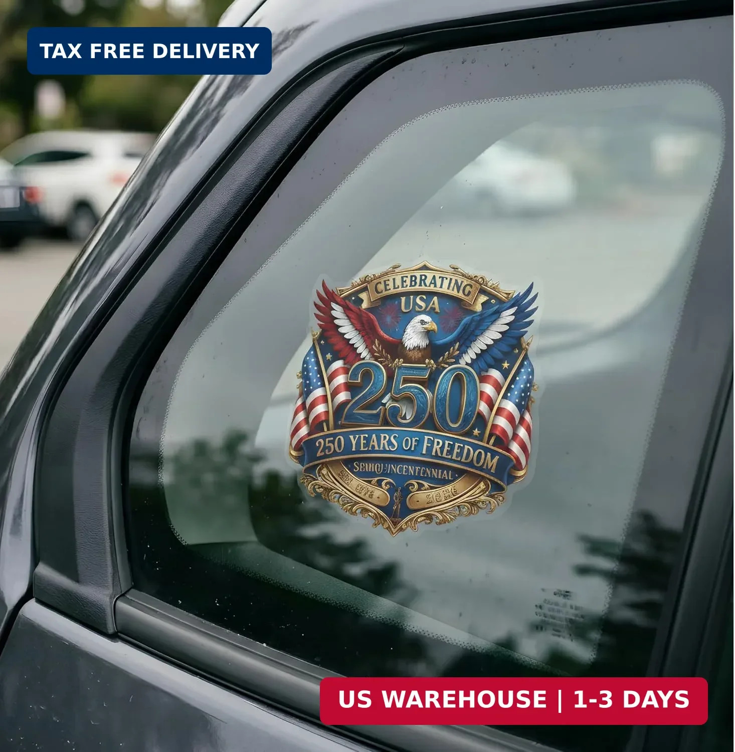 2pcs USA 250th Anniversary Car Decals – 1776-2026 Patriotic Bumper Stickers, 250