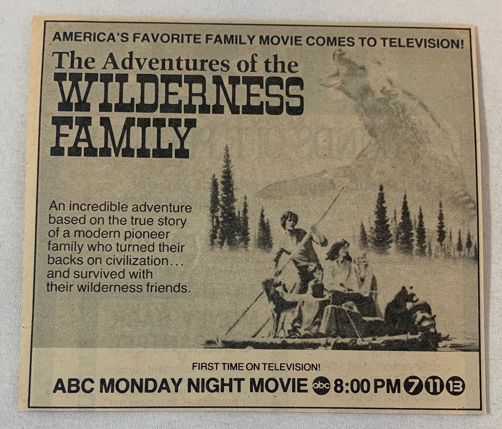 1978 ABC tv ad ~ movie ADVENTURES OF THE WILDERNESS FAMILY