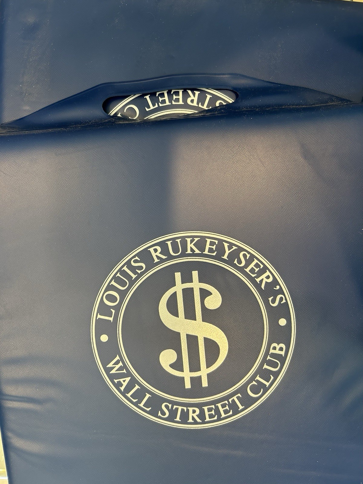 2 Vintage Louis Rukeyser’s Wall Street Club Stadium Seat Cushion Navy Blue Foam