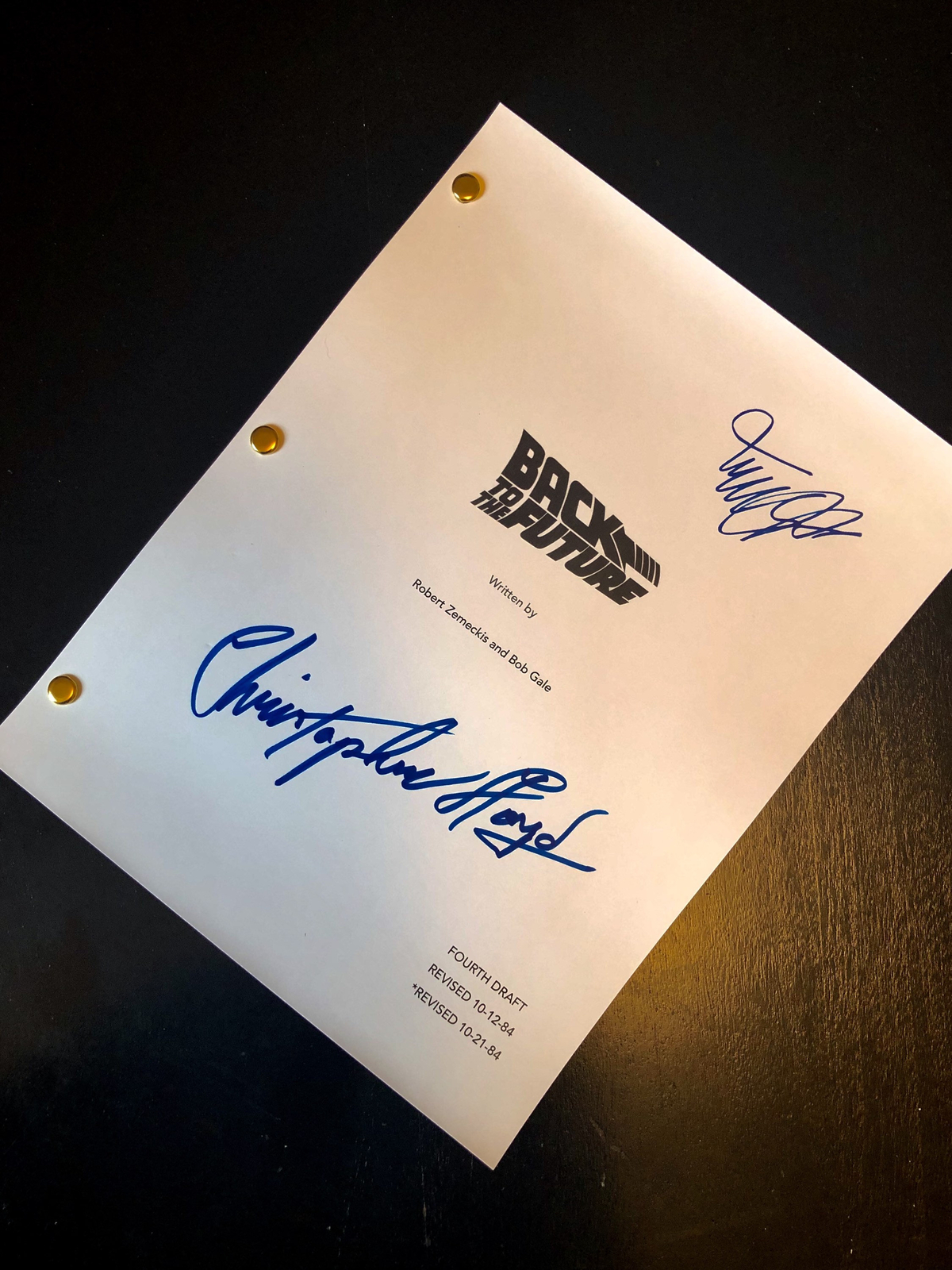 Back To The Future movie memorabilia script Christopher Lloyd and Michael J. Fox