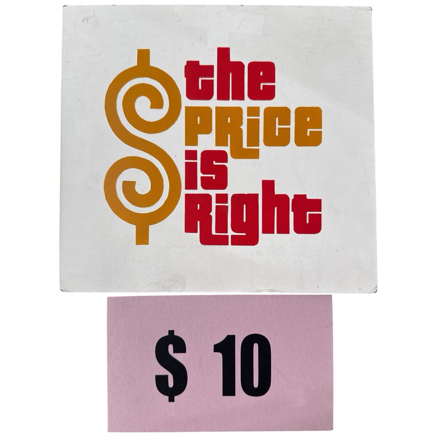Vintage The Price Is Right Game Show Original Production Art Logo Sign & $10 2Pc