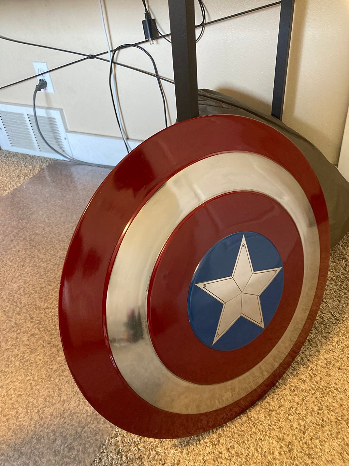 Captain America Shield 22 Inch Mild Steel America Round Shield Leather Grip