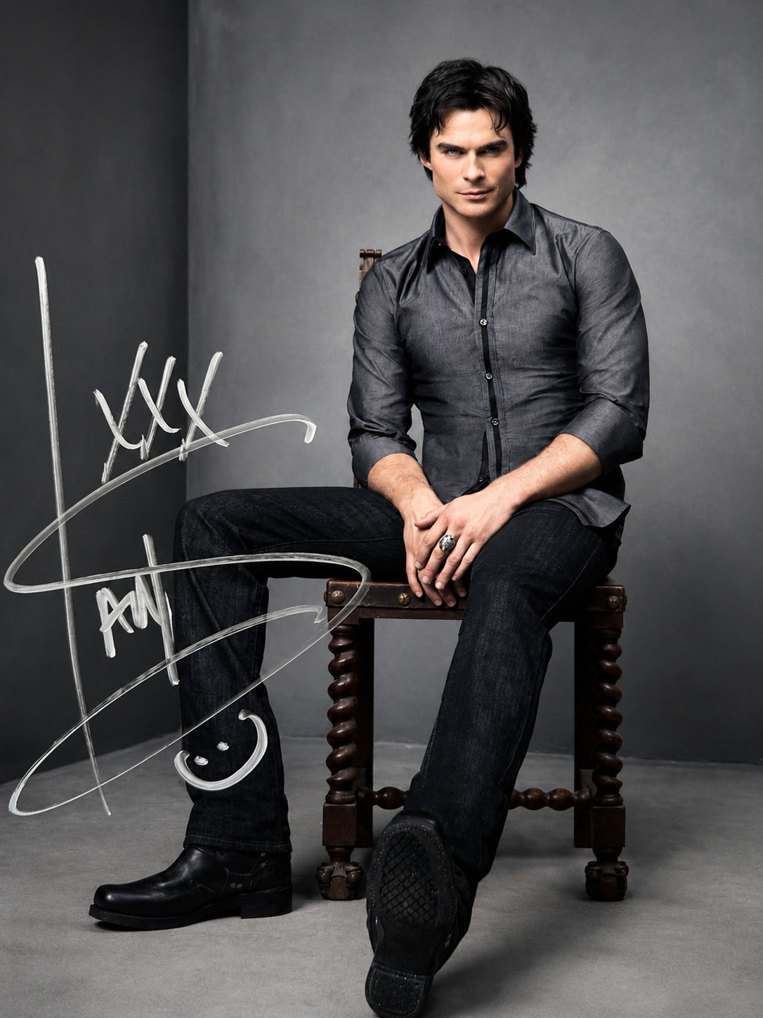 Ian Somerhalder Signed 8×10 Photo Vampire Diaries Damon Salvatore Auto
