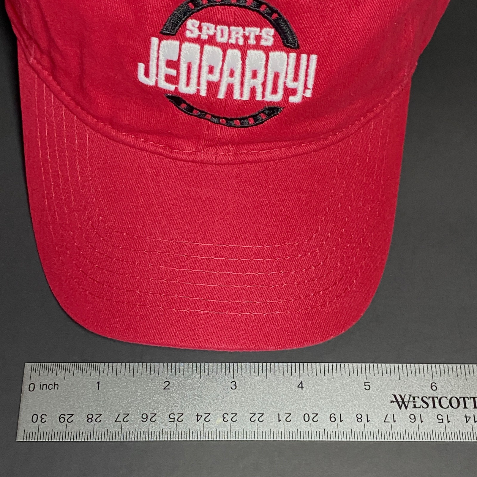 Jeopardy Hat Baseball Cap Red Promo Game Show Sports Cotton Canvas Adj. Strap
