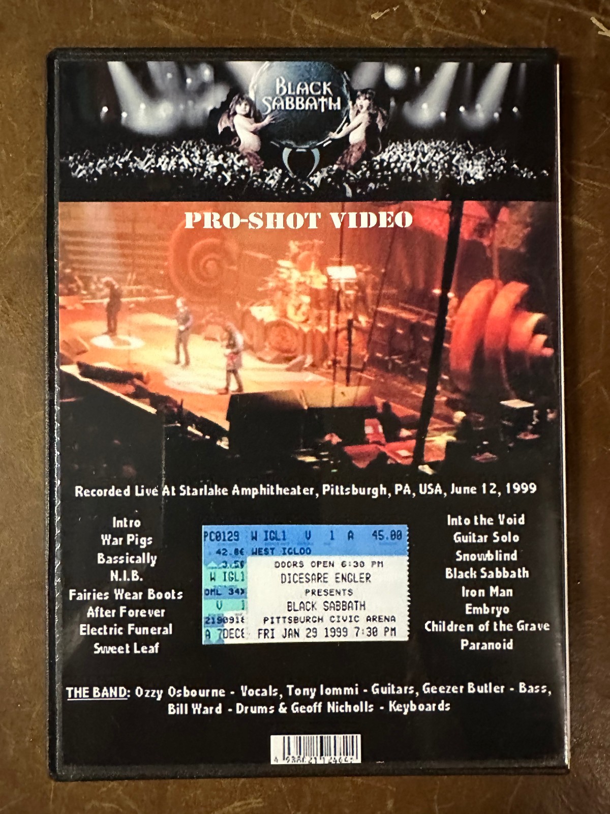 Black Sabbath – Live in Pittsburgh 1999 DVD Ozzy Osbourne Geezer Iommi Bill Ward