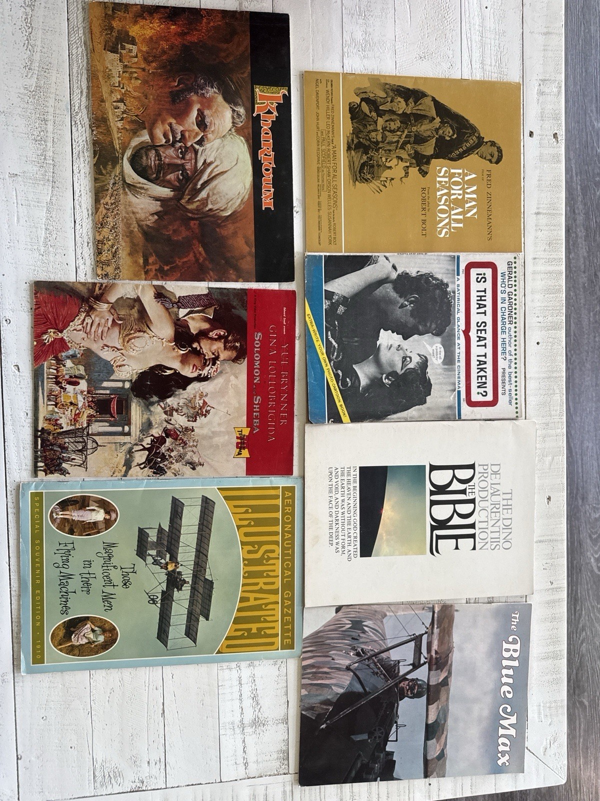 Lot 7 Vintage Movie Programs Khartoum Blue Max Cleopatra Paperbacks SC