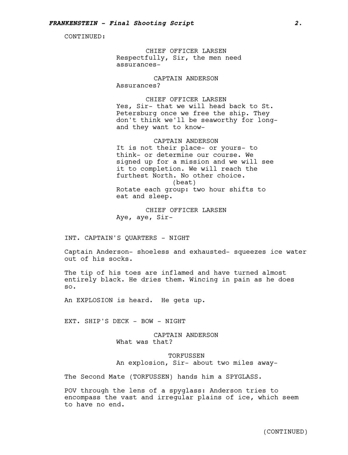 Frankenstein Screenplay by Guillermo Del Toro