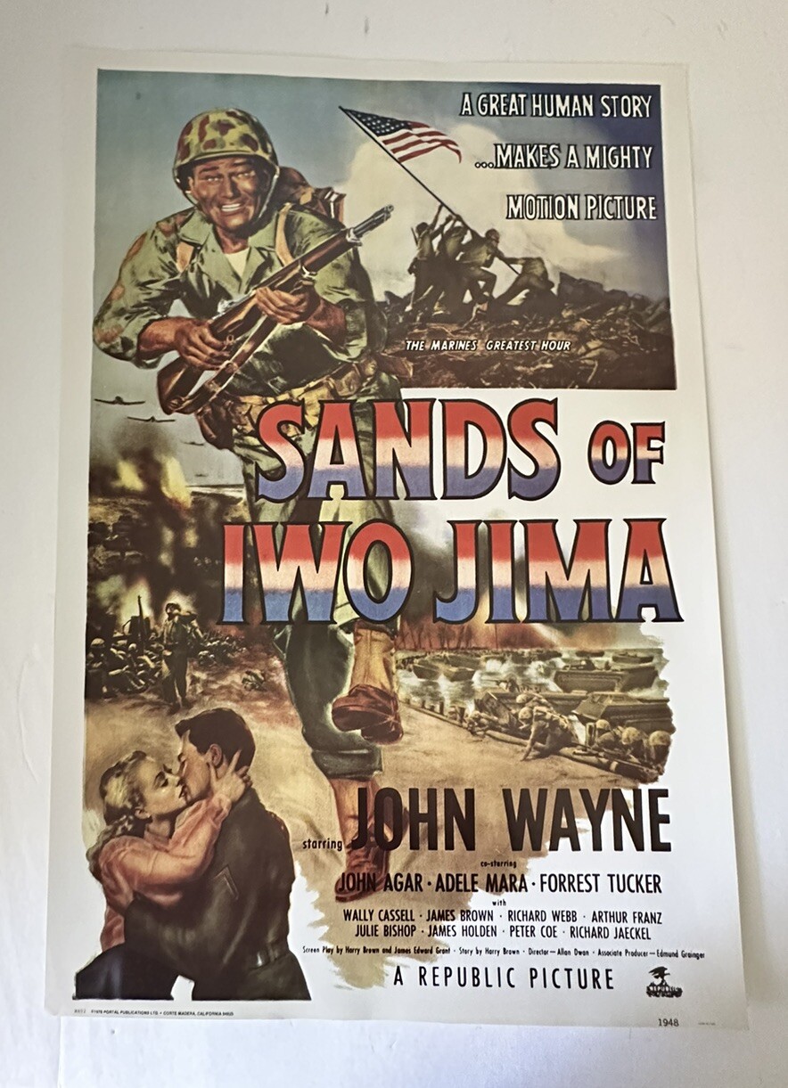 SANDS OF IWO JIMA 1976 BELGIUM POSTER JOHN WAYNE WAR MOVIE CLASSIC 28×20