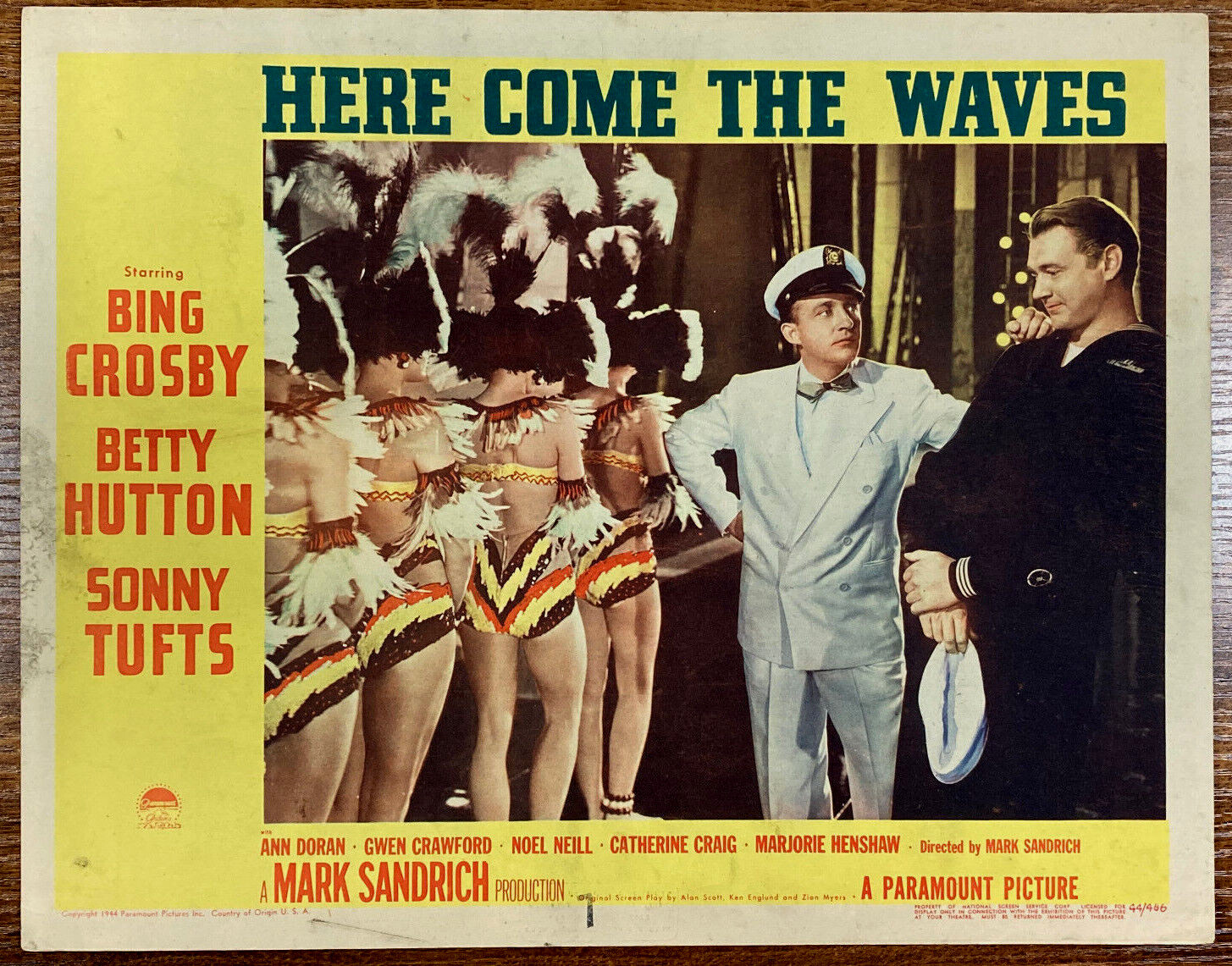 HERE COME THE WAVES Original Movie Lobby Card Poster Bing Crosby WW2 Navy Women