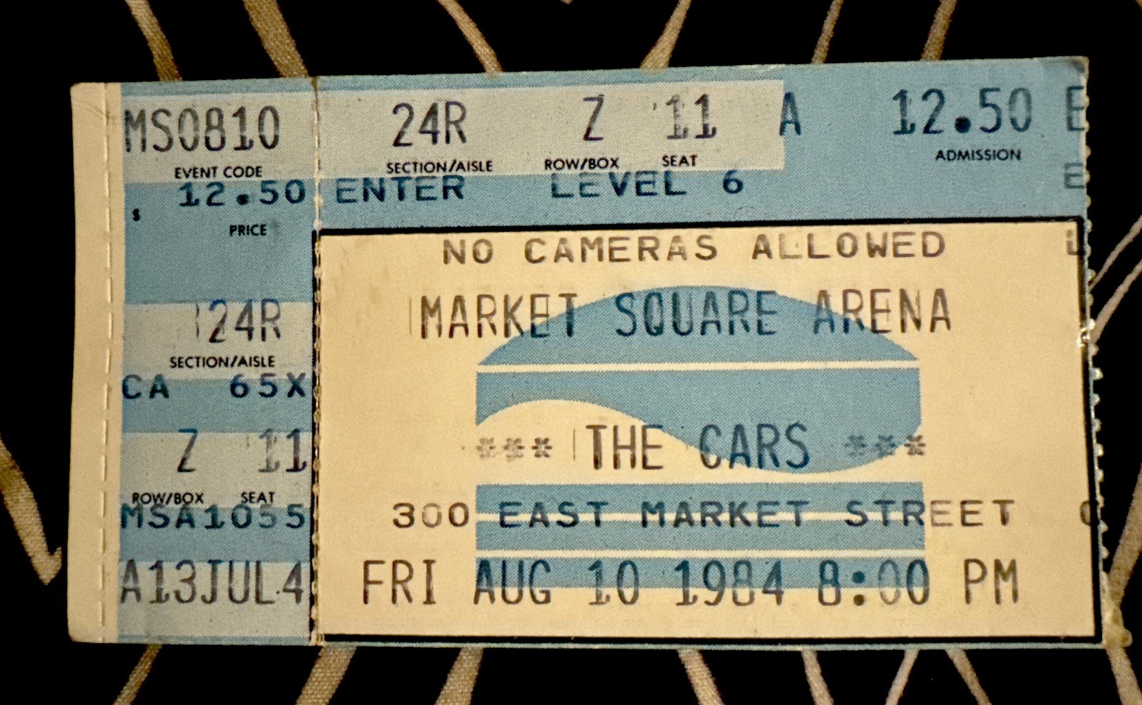 THE CARS & WANG CHUNG- HEARTBEAT CITY -AUG 10, 1984 -MARKET SQUARE ARENA -TICKET