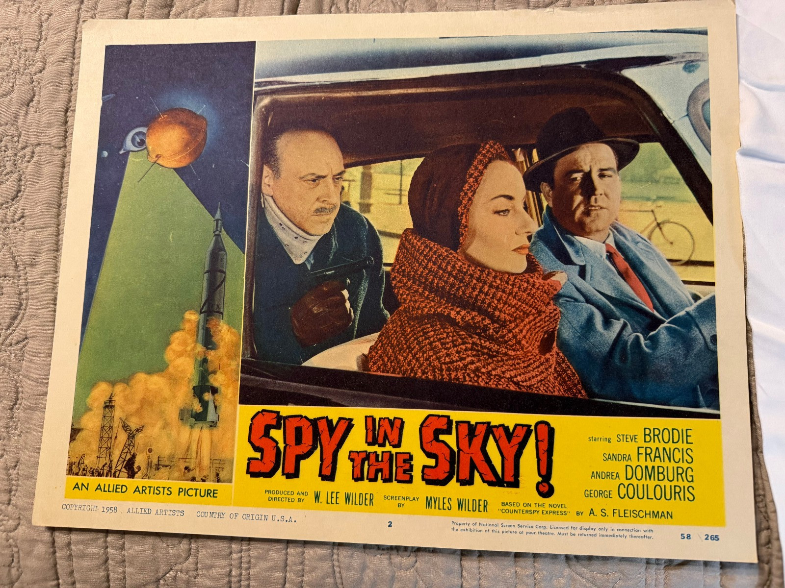 Spy In The Sky 1958 Allied Artists 11×14″ Sputnik lobby card Steve Brodie