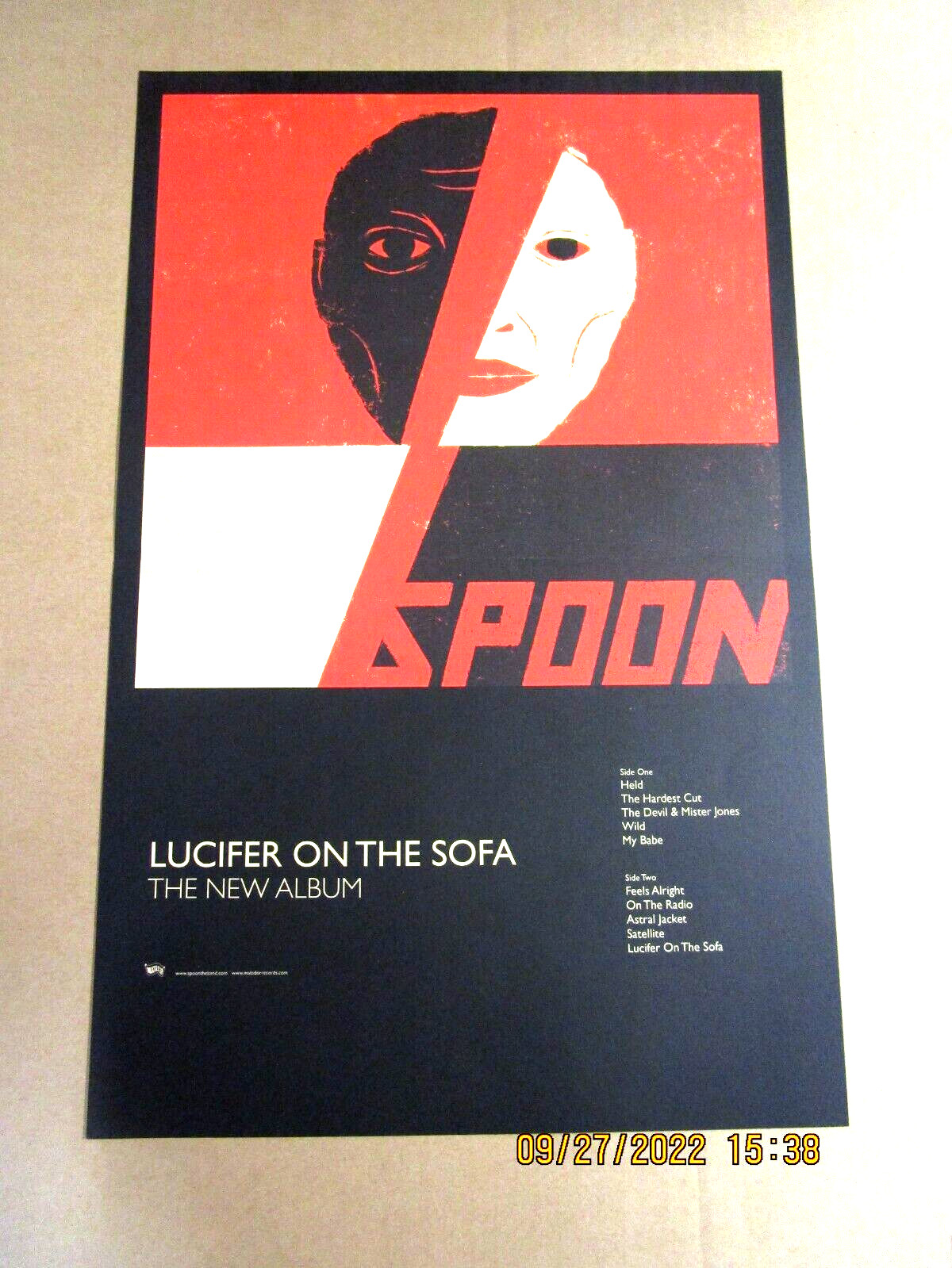 SPOON Lucifer On The Sofa Promo Poster New! Unused! Matador Records 2022