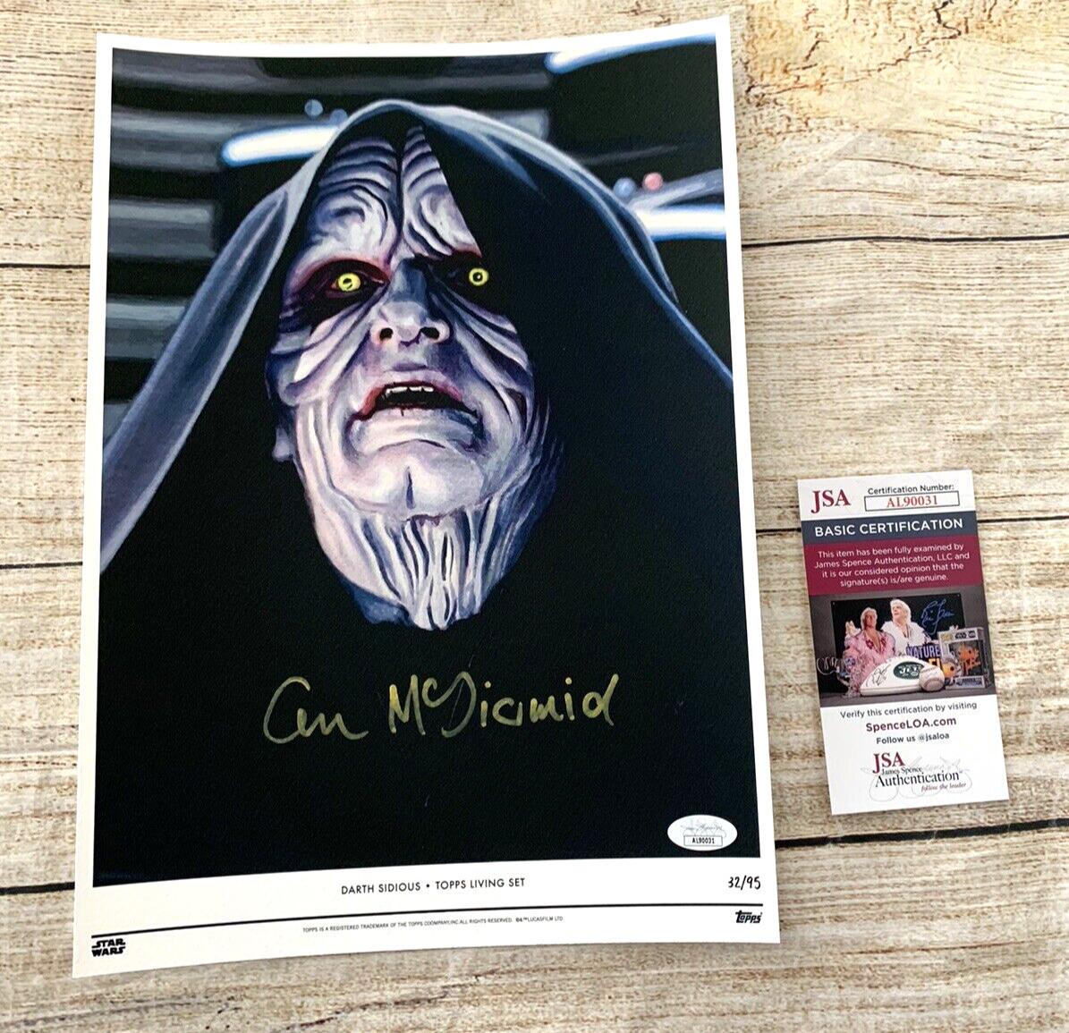 IAN MCDIARMID Darth Sidious Signed Topps Living Star Wars Art Print JSA 10×14