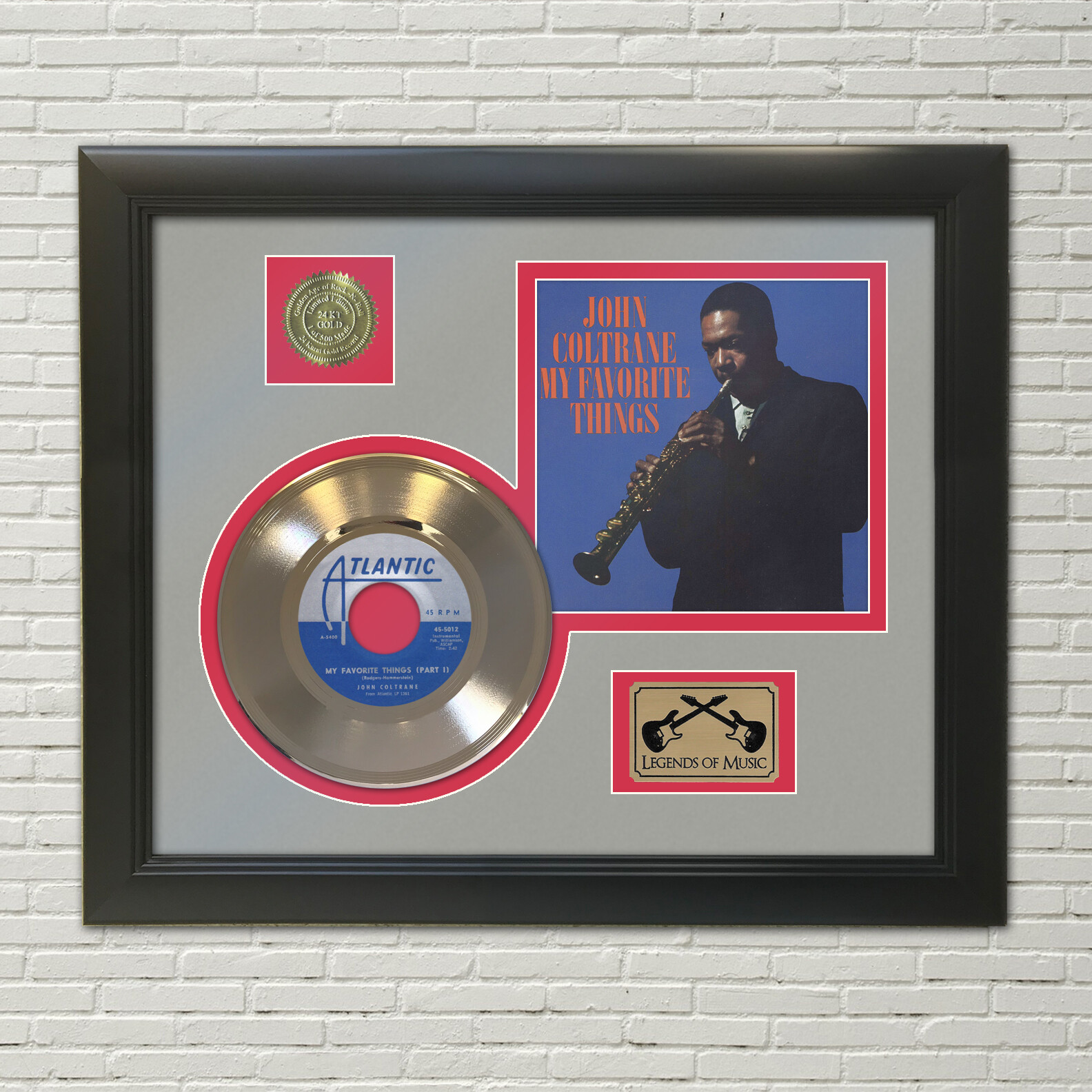 John Coltrane My Favorite Things Framed Picture Sleeve Gold 45 Rec Display M4