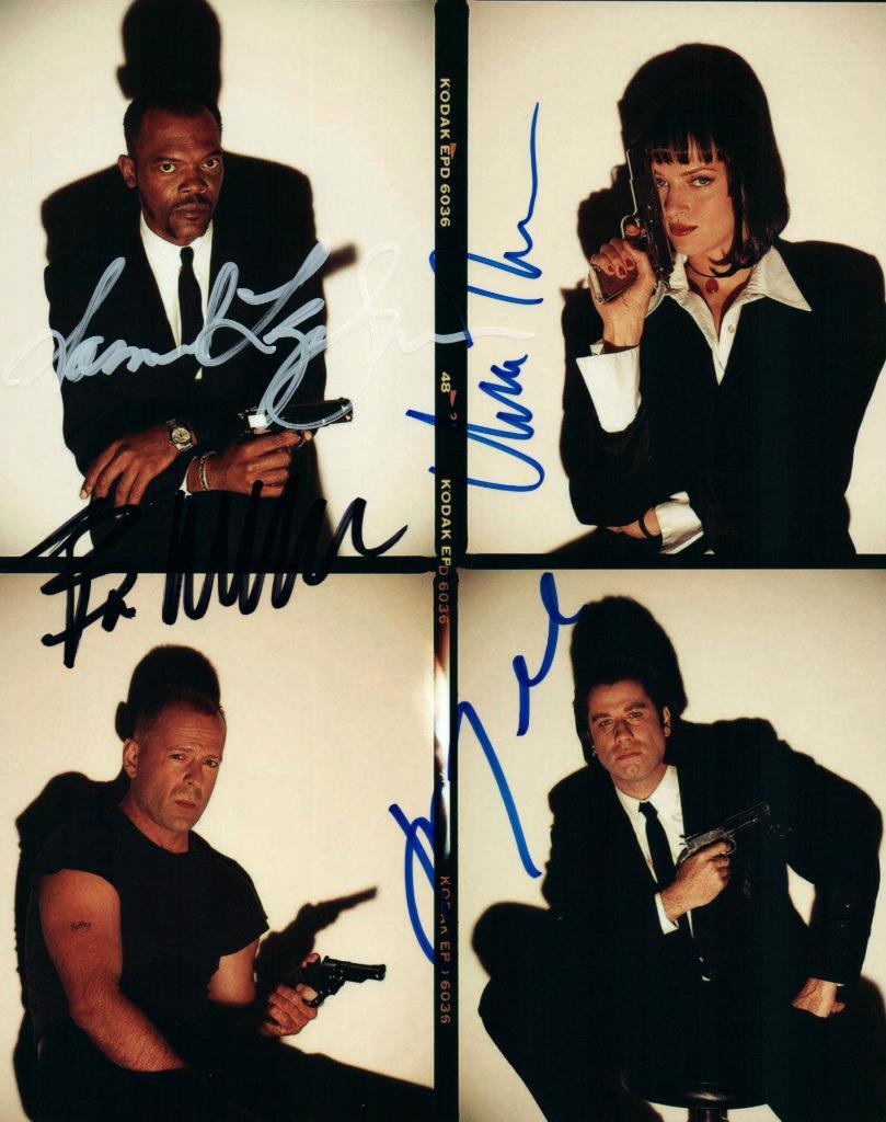 Uma Thurman Willis Travolta Jackson Signed 8×10 Picture autographed Photo + COA