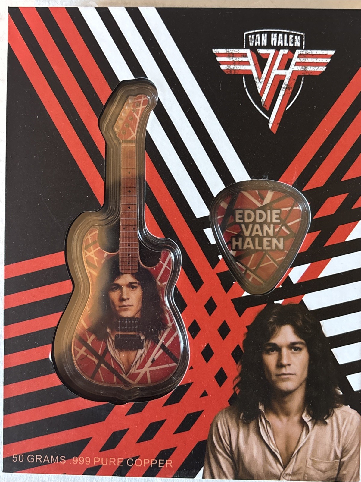 Limited Addition Eddie Van Halen 50g Guitar/ Pick 4.6g .999 Copper Collectible