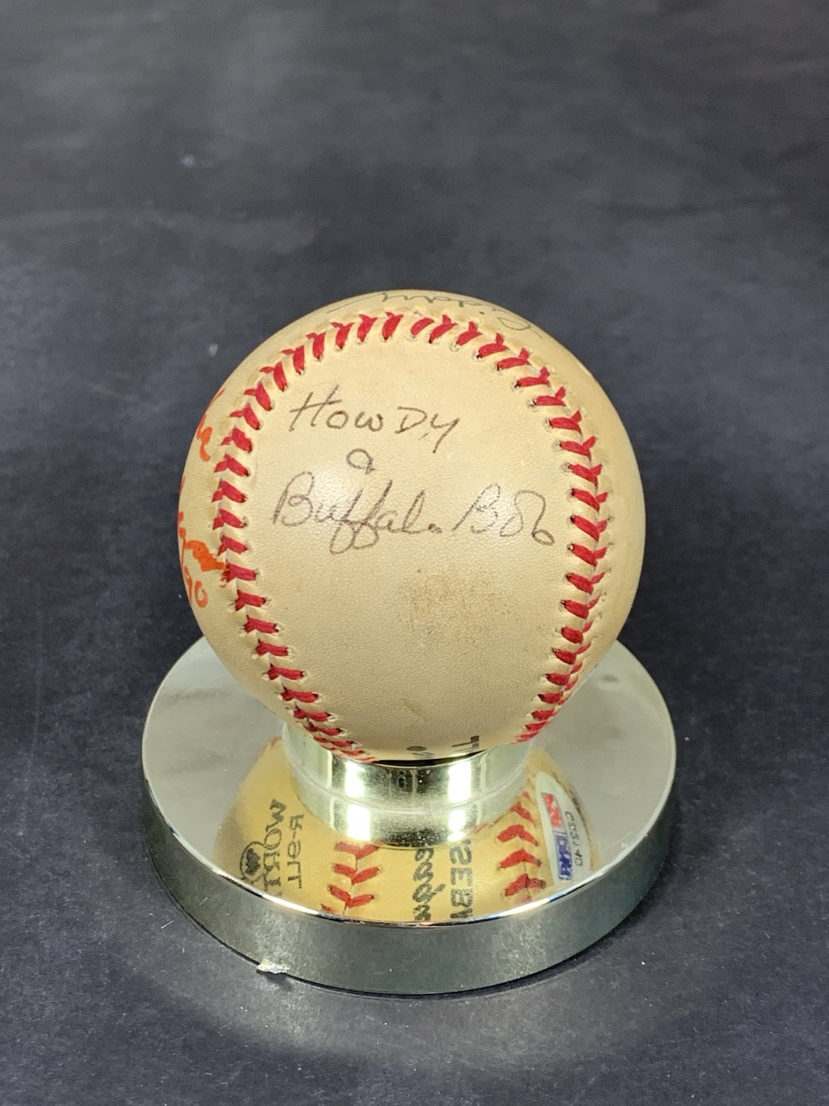 Buffalo Bob, Gordon Liddy, Signed, Baseball PSA Autograph Grade 8, Total 4 Sigs.