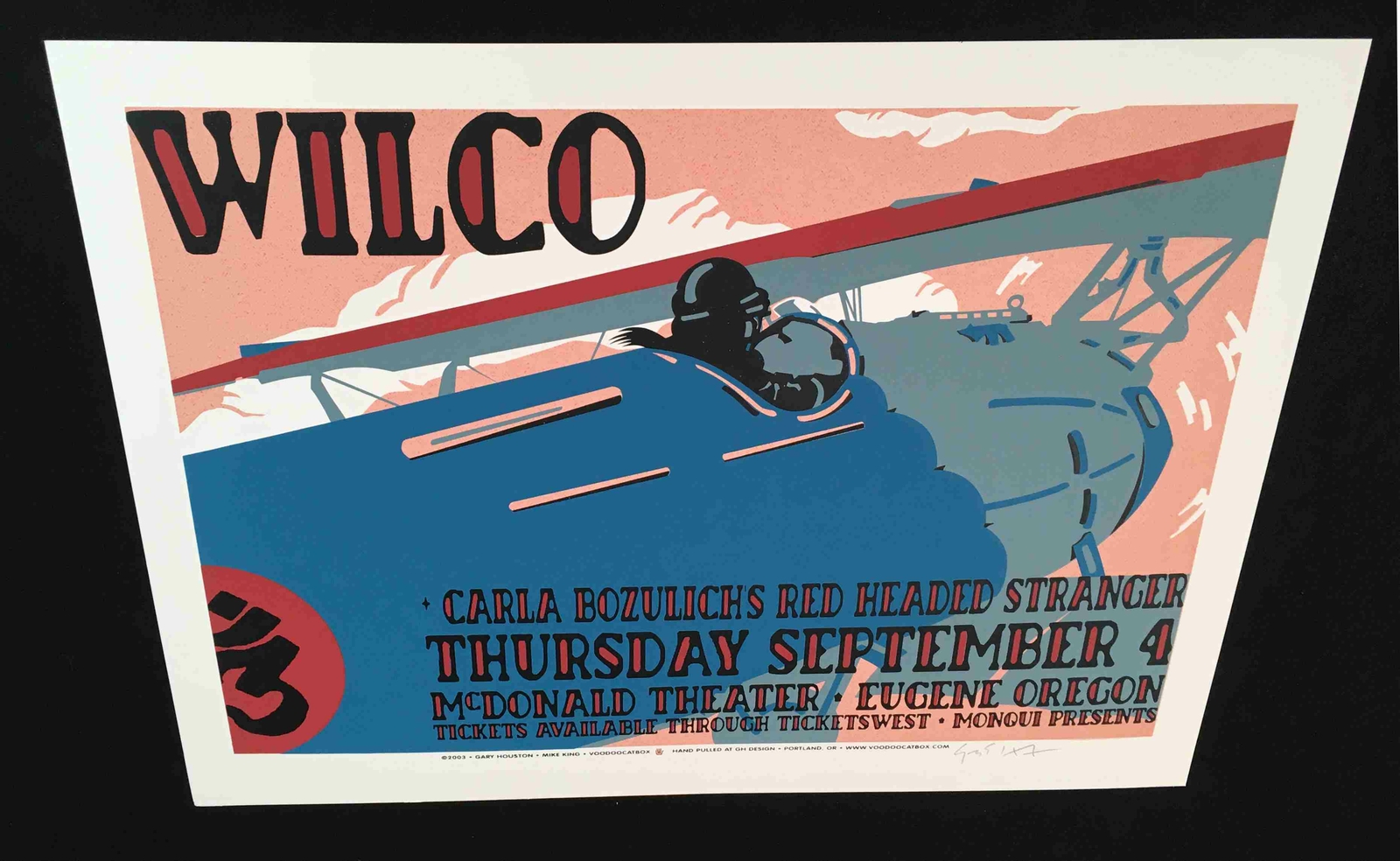 Wilco Original Poster 2003 McDonald Theater Eugene Hand-Signed Gary Houston COA