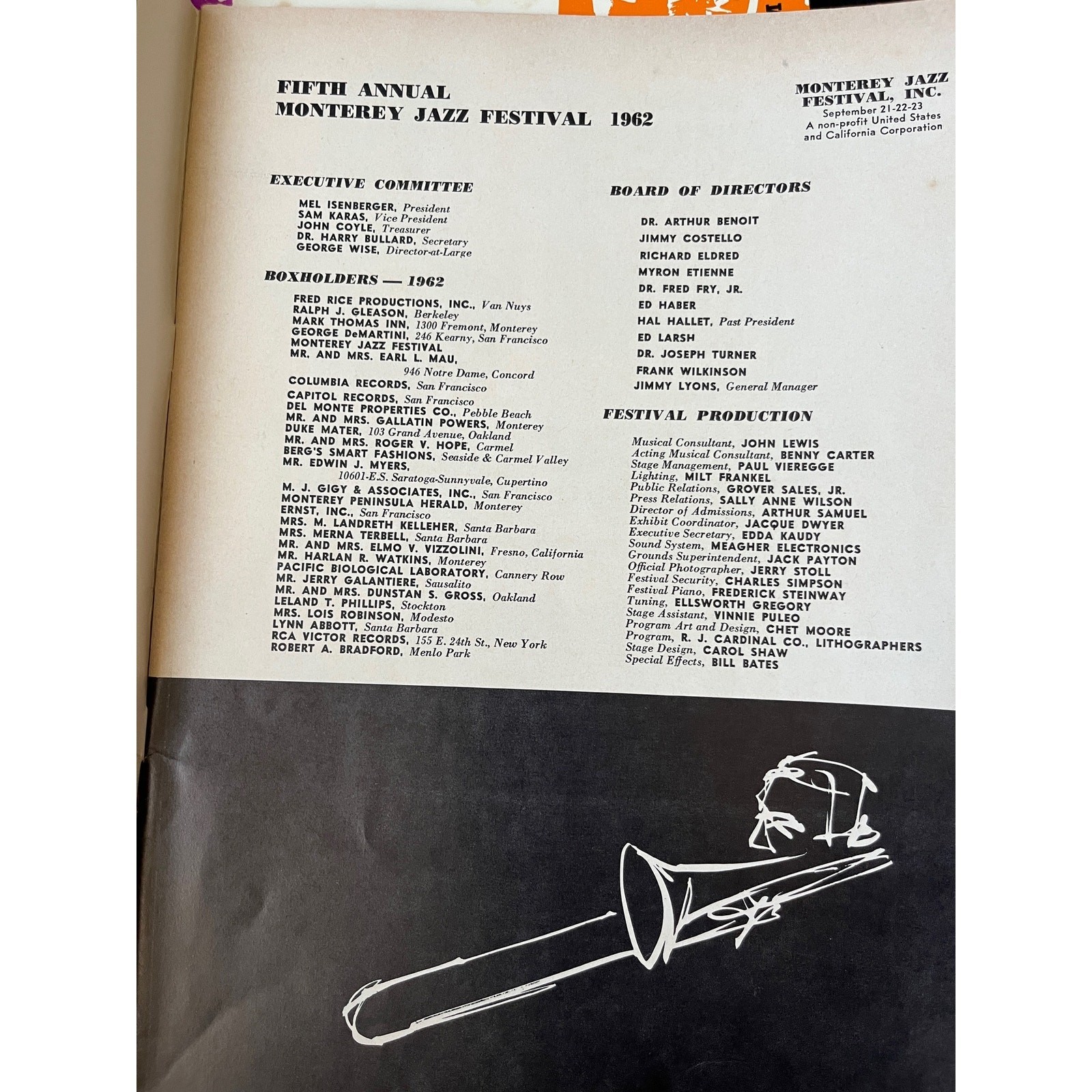 960 & 1962 Monterey Jazz Festival Programs – Set of 3 Vintage Official
