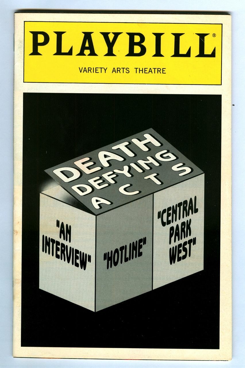 Vintage 1995 DEATH DEFYING ACTS Off-Broadway PLAYBILL! Woody Allen! Linda Lavin!