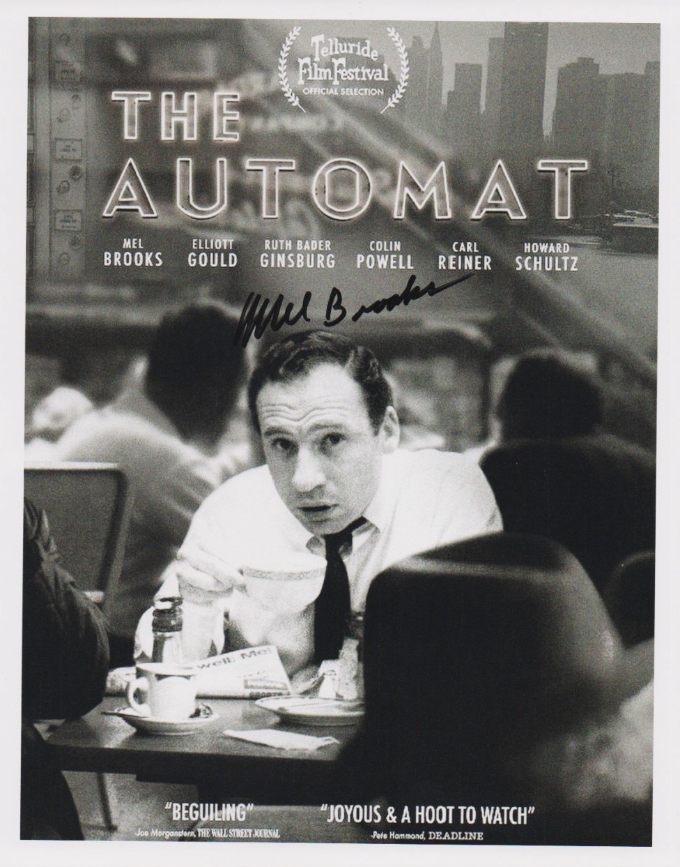 MEL BROOKS HAND-SIGNED 8×10 .. THE AUTOMAT .. GREAT DOCUMENTARY CLOSEUP .. YOUNG