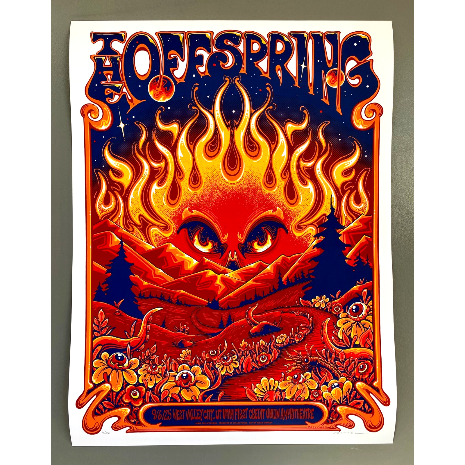 *REAL* The Offspring West Valley City Poster AP x/50 Helen Kennedy 2025 Signed