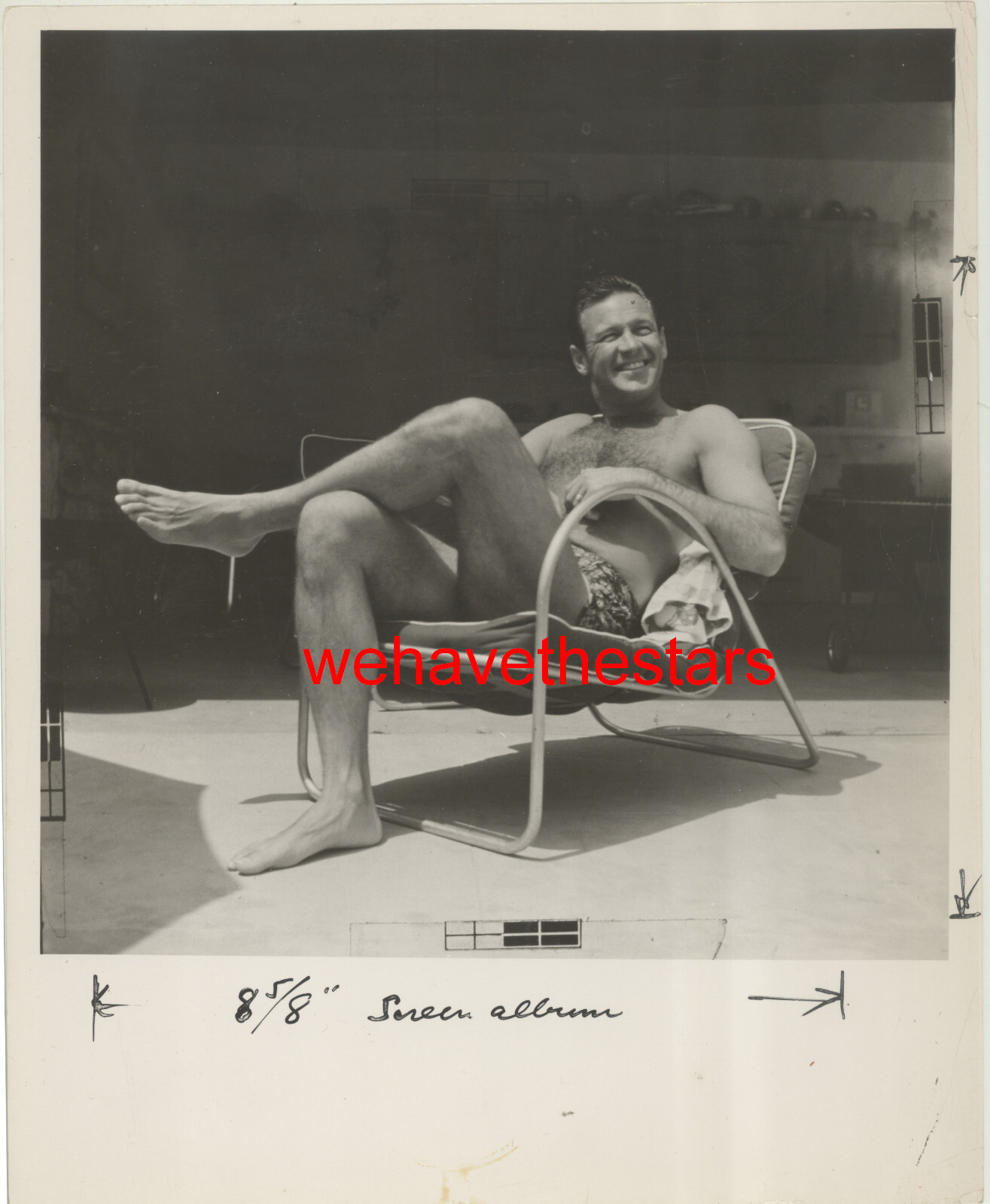 VINTAGE William Holden BEEFCAKE SWIMSUIT HANDSOME SEXY 50s Publicity Portrait