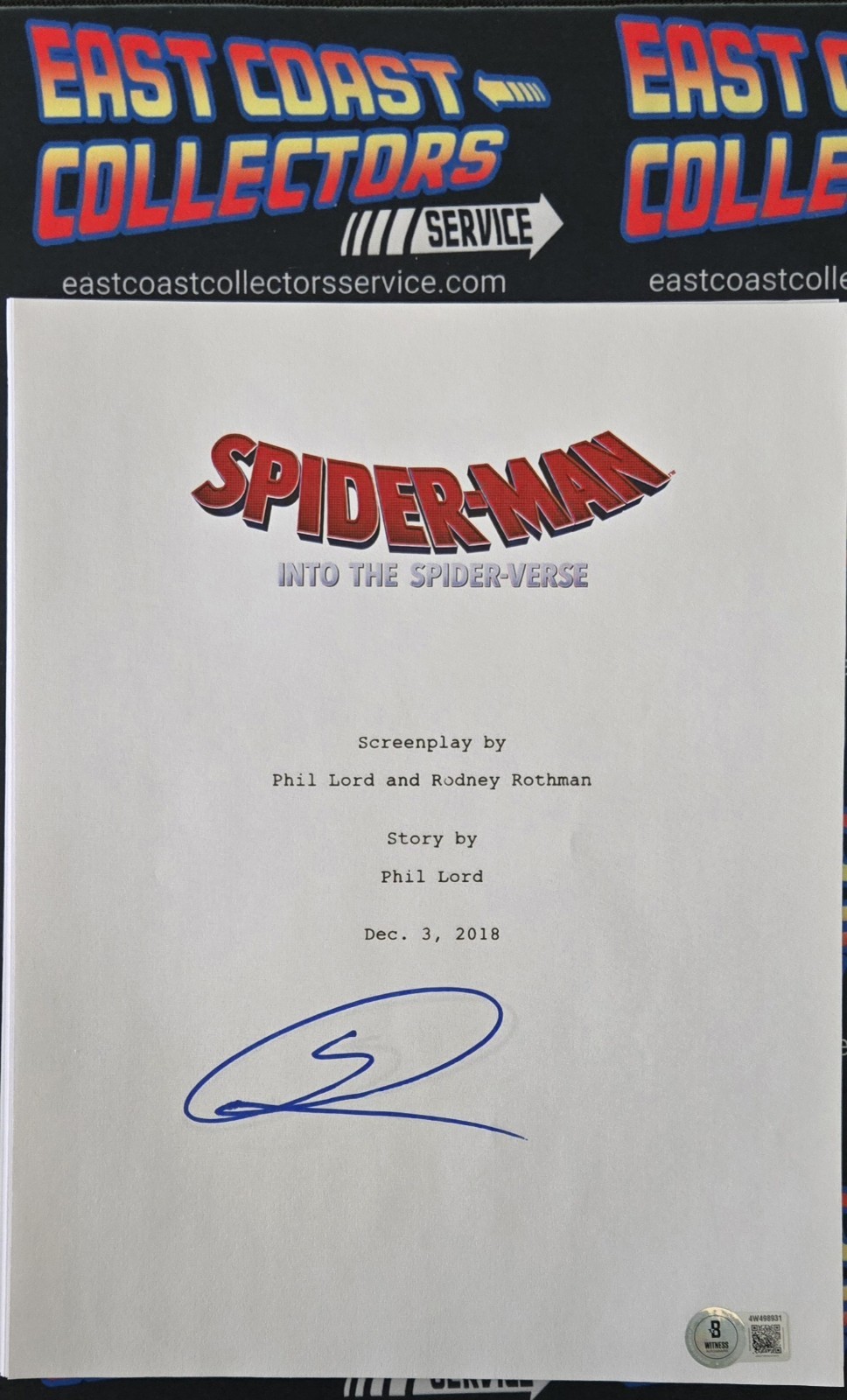 Shameik Moore signed Spider-Man Spider Verse script Miles Morales Beckett COA