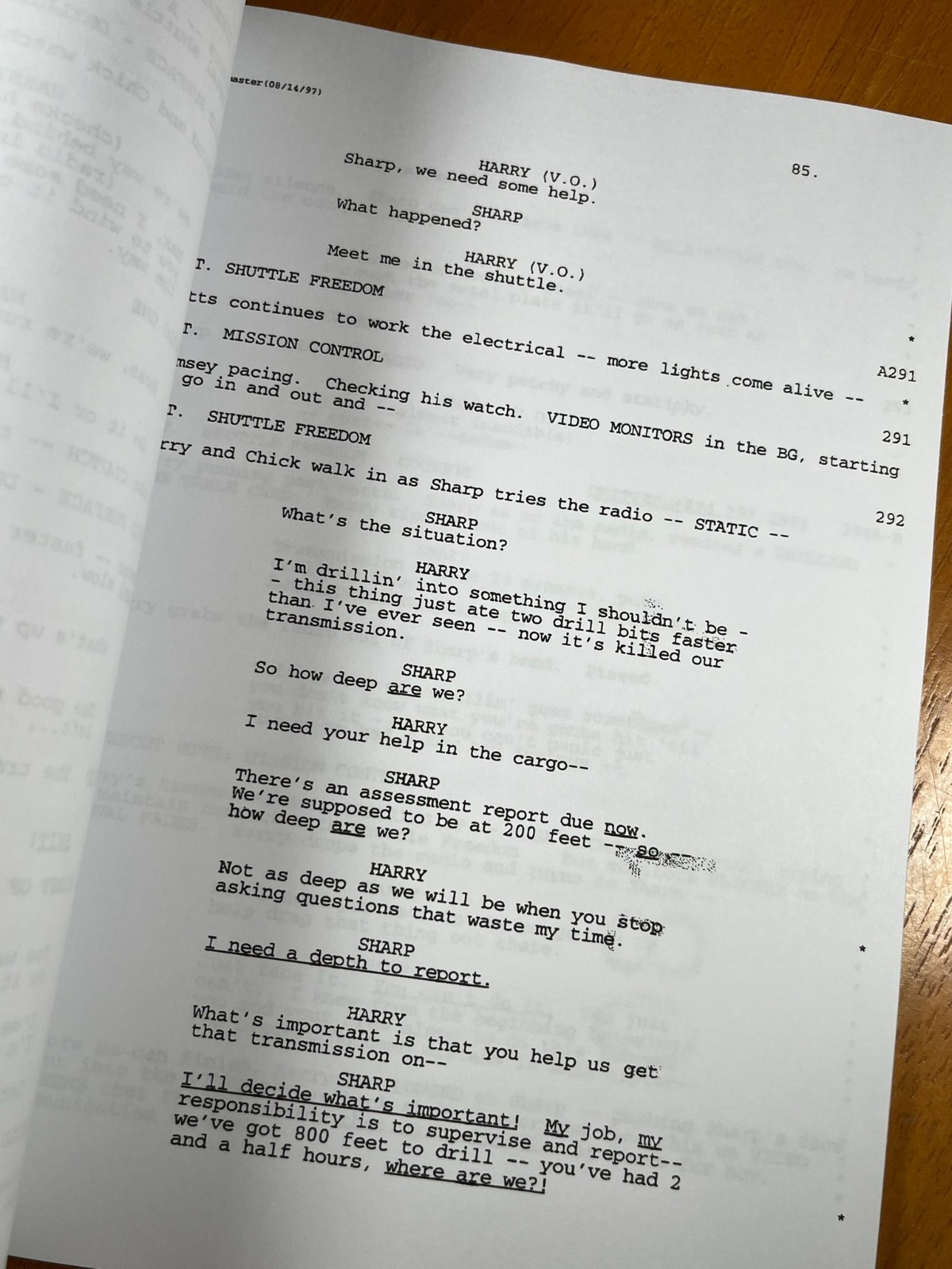 Armageddon Script Signed- Autograph Reprints- Bruce Willis, Ben Affleck- 119 Pgs