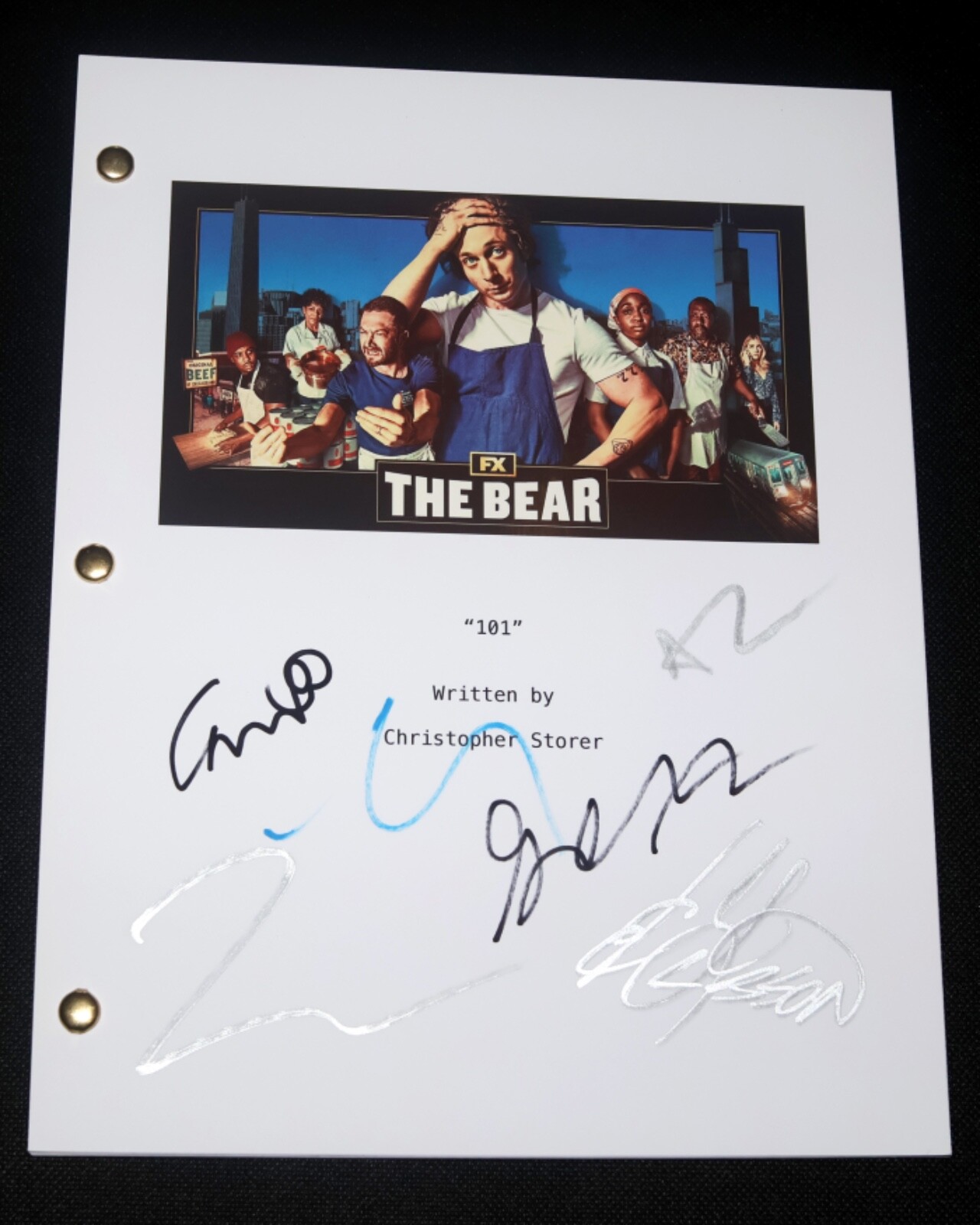 THE BEAR 6X Cast Signed PILOT SCRIPT + PROOF photo JEREMY ALLEN WHITE autograph