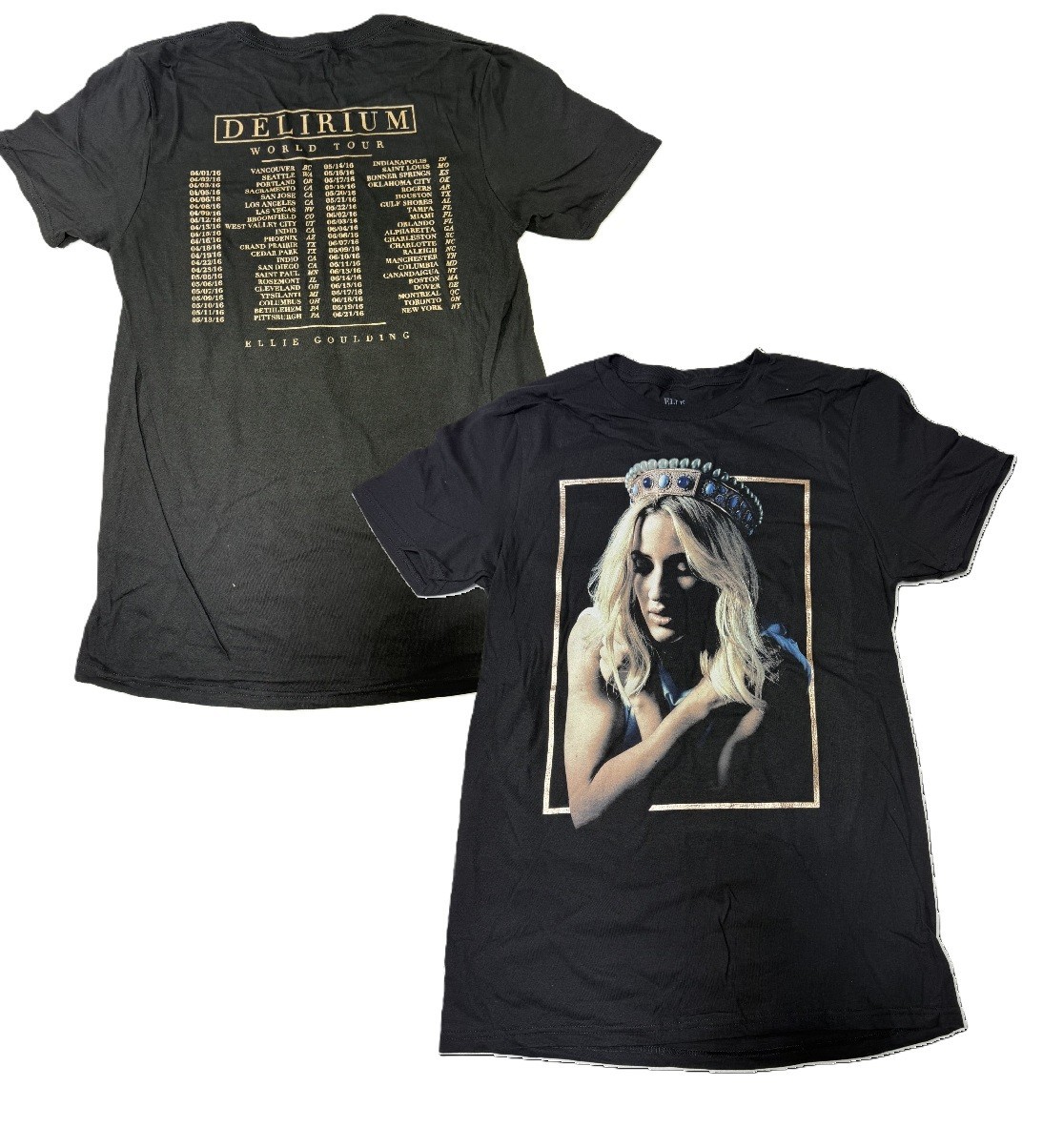 ELLIE GOULDING + CROWN , NORTH AMERICA TOUR TEE T-SHIRT + 2016 + NEW + ORIGINAL