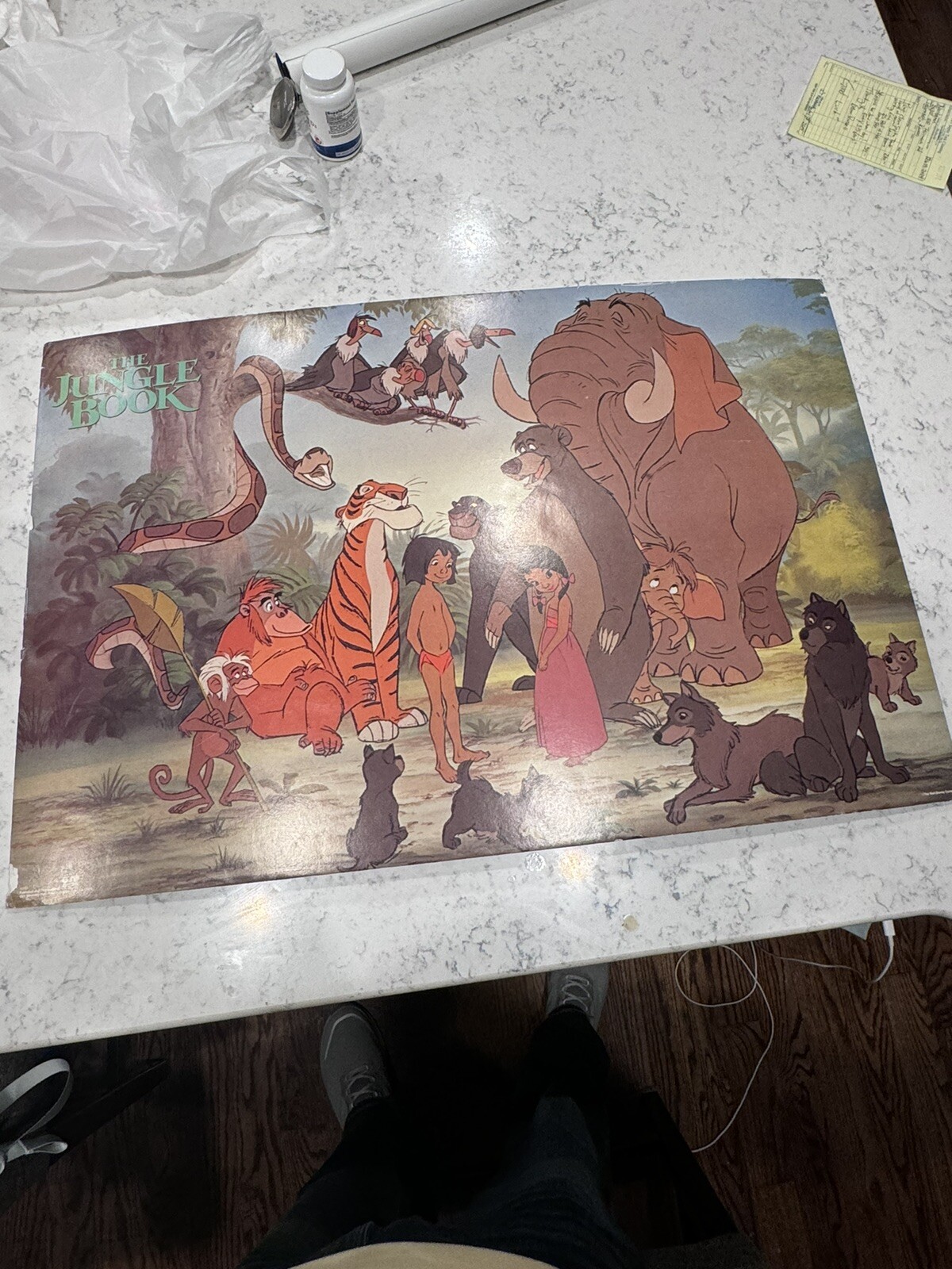 Vintage Original 1960s 1970s The Jungle Book Movie Poster On Board Walt Disney