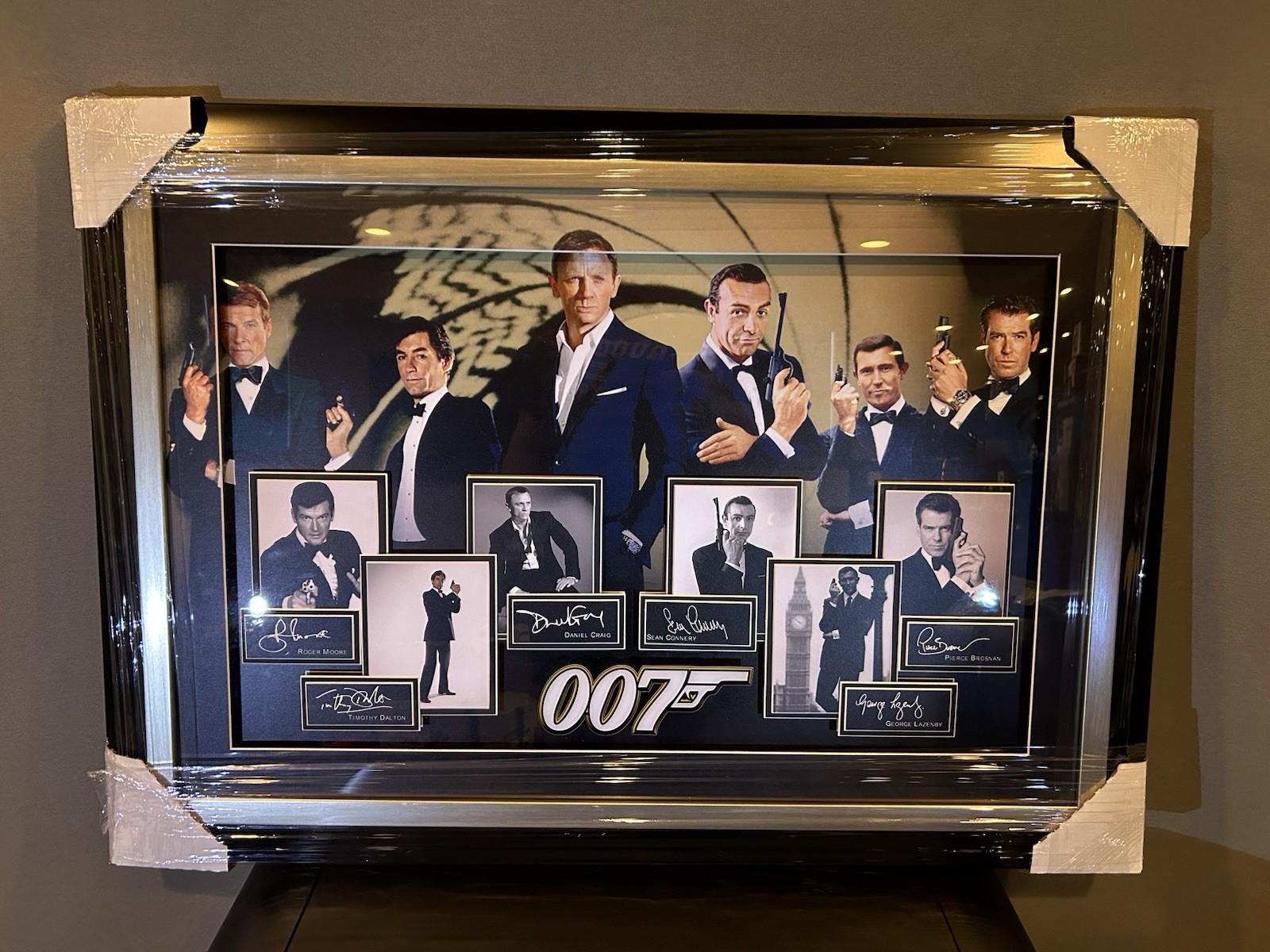 James Bond Legacy Actors Photo Collage Laser Signatures Daniel Craig