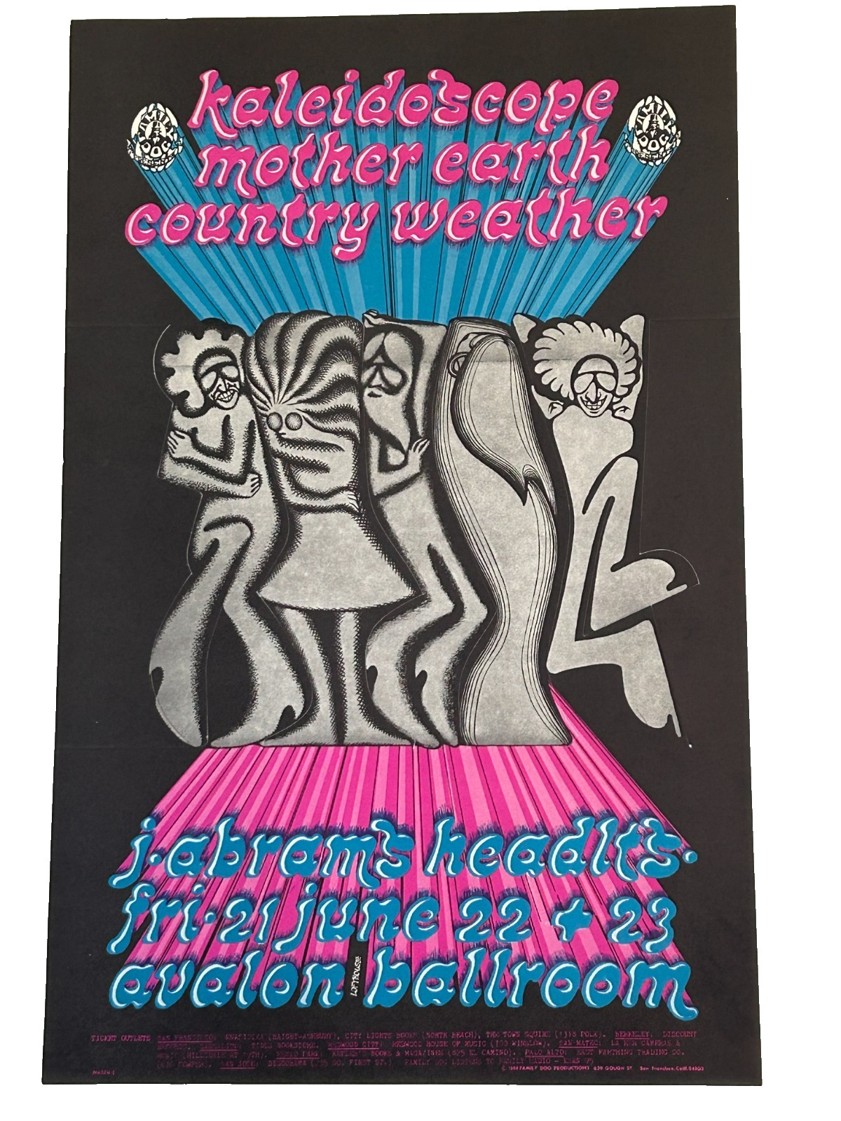 POSTER – 1968 – KALEIDOSCOPE, MOTHER EARTH, COUNTRY WEATHER – AVALON