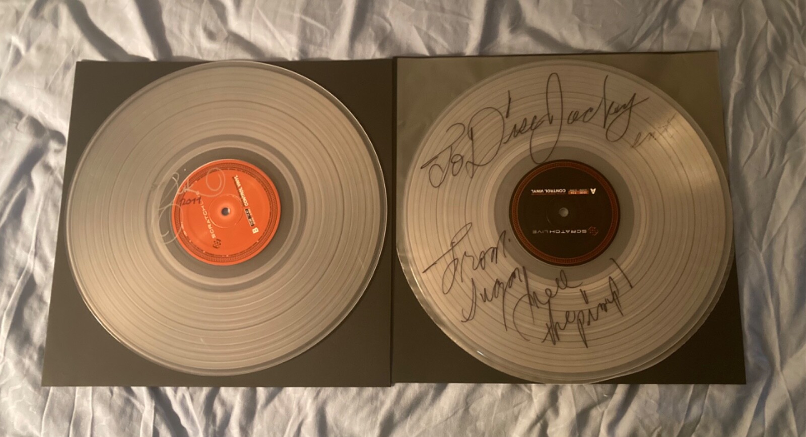 DJ Vinyl Signed Auto Autographed by Suga Free and DJ Quik Scratch Live Control!