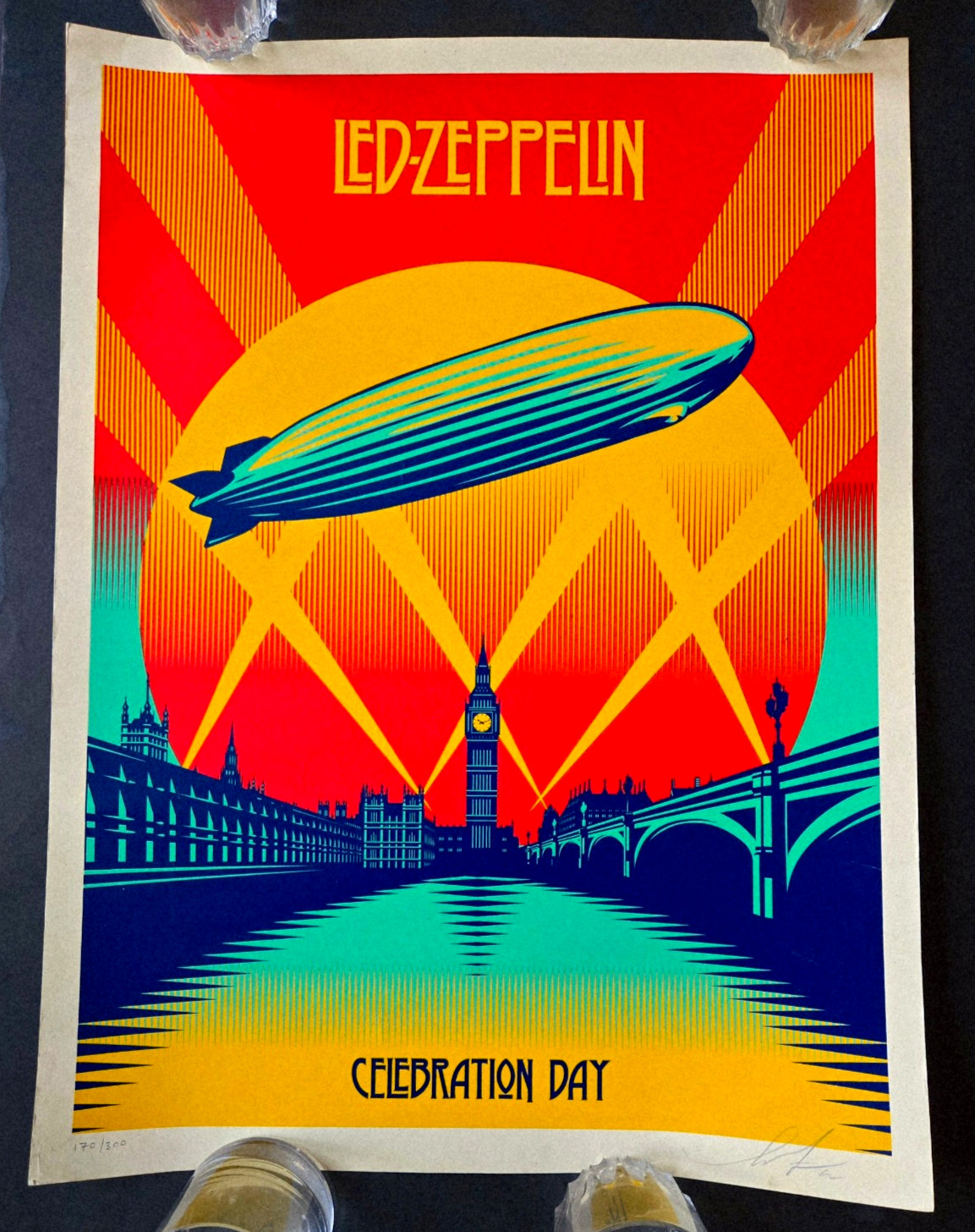Orignal SIGNED Led Zeppelin Shepard Fairey Celebration Day AOR Poster