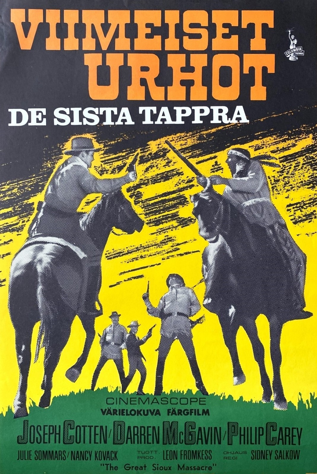 THE GREAT SIOUX MASSACRE (1965) Joseph Cotten – Original Finnish Movie Poster NM