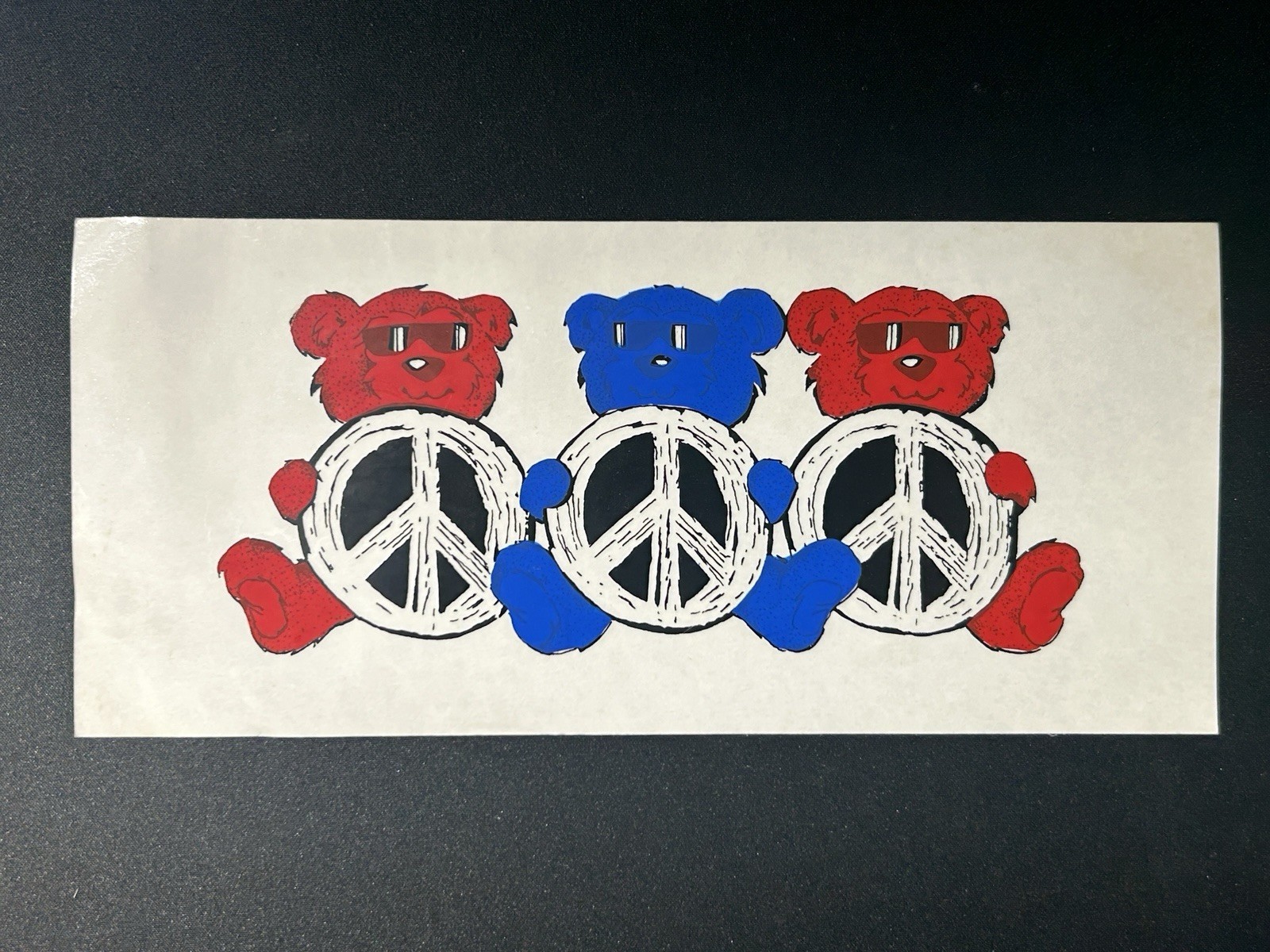 Vintage Original GRATEFUL DEAD Dancing Bears Peace Sign Window Sticker 6/13/93