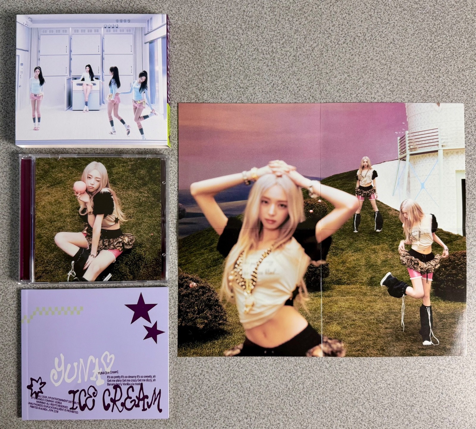 ITZY YUNA ICE CREAM Special Edition Ver. B Unsealed w POB Poster NO Photocards