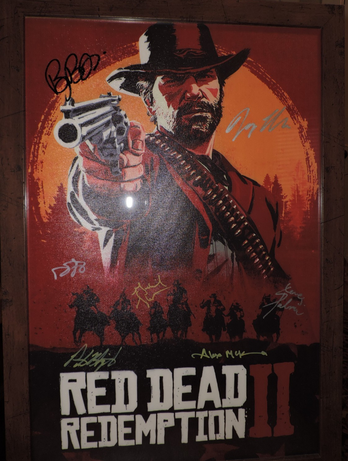 SIGNED CANVAS Red Dead Redemption II Roger Clark/Arthur Morgan SEVEN AUTOGRAPHS