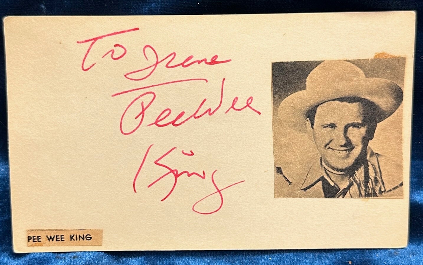 👀 Pee Wee King Signed Autograph 3×5 Index Card Tennessee Waltz 👀