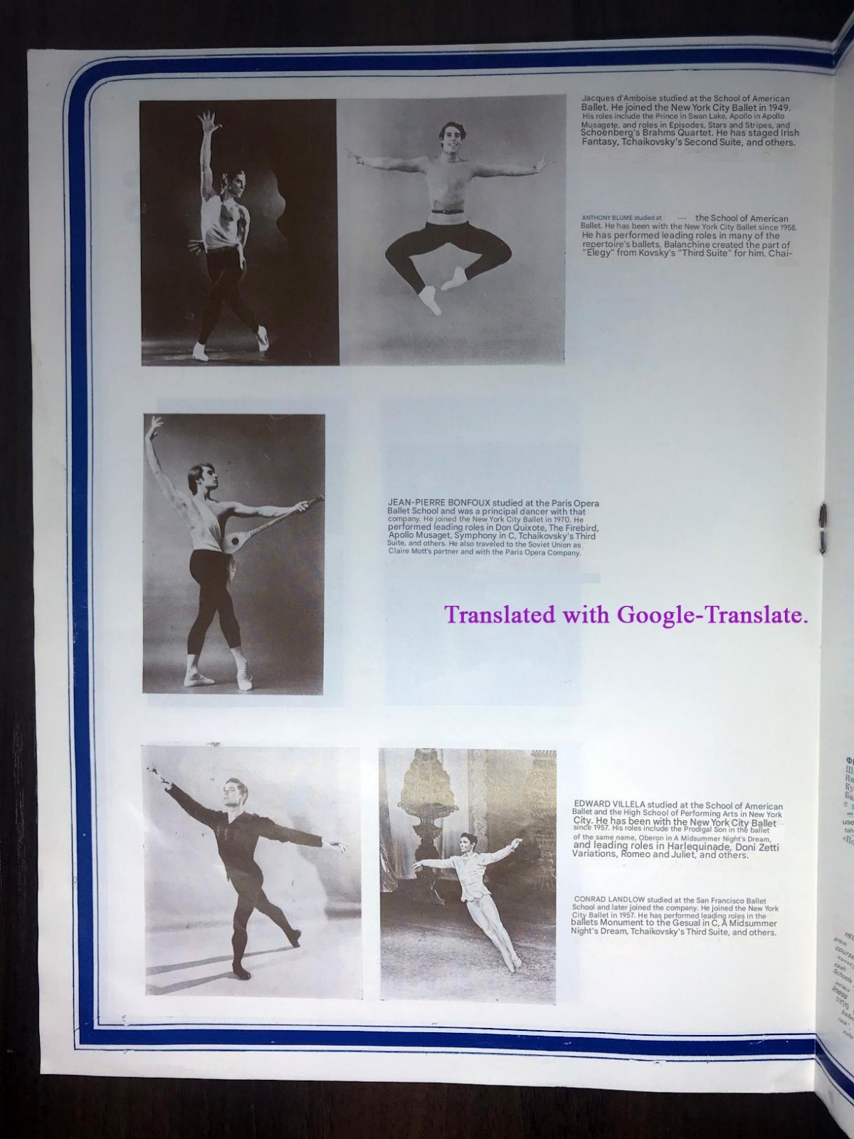 NYCB George Balanchine / A brochure advertising a ballet tour of the USSR 1972