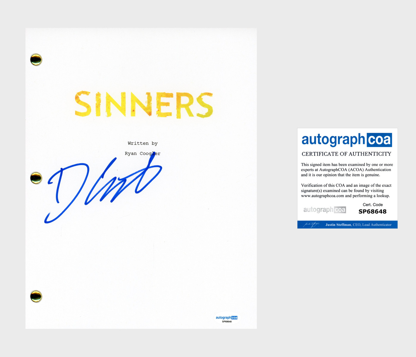 Delroy Lindo “Sinners” Signed Autograph Movie Script Screenplay 2025 Horror ACOA