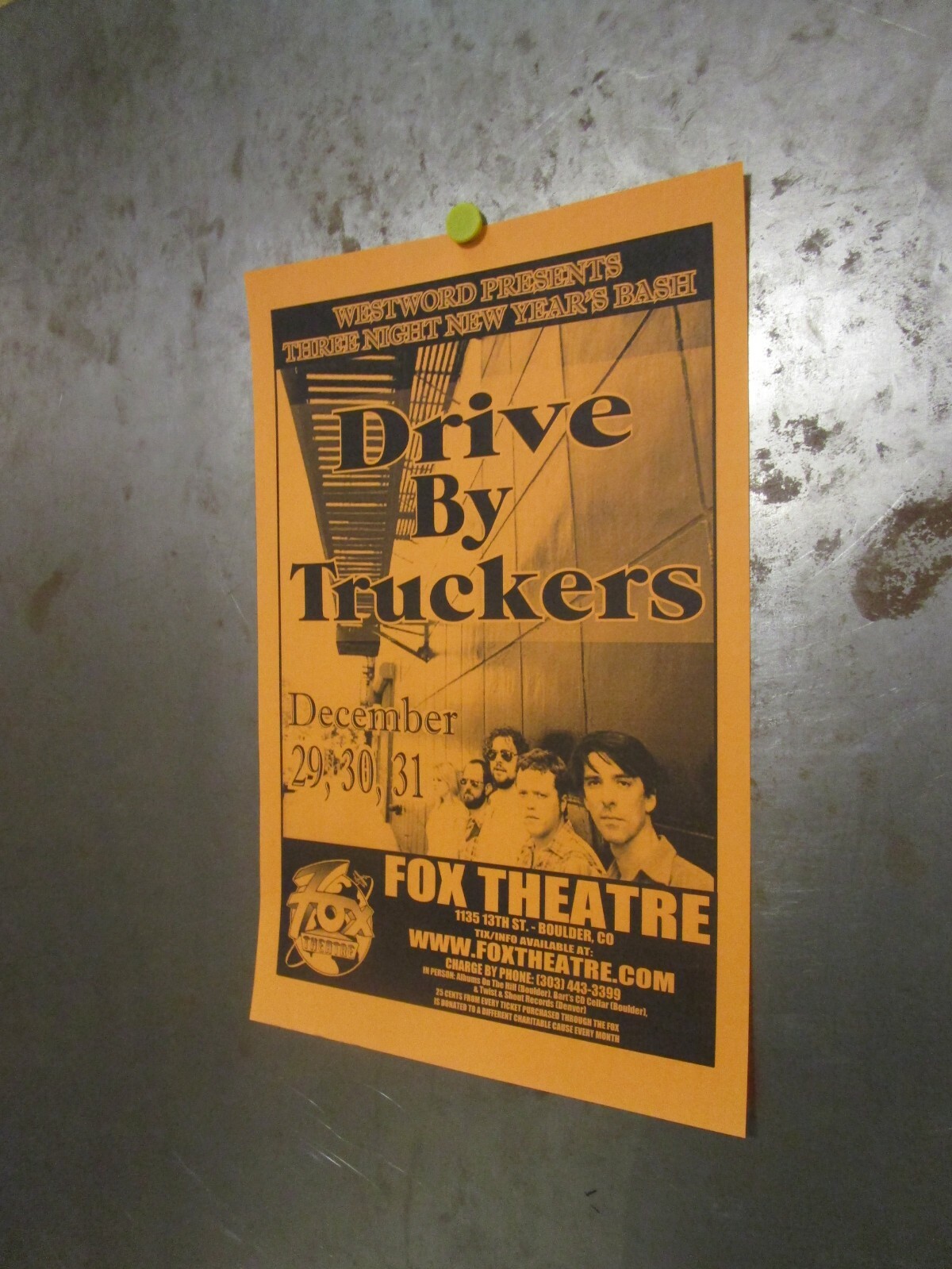 DRIVE-BY TRUCKERS New Year’s 2005 Fox Theatre Boulder Flyer ISBELL ORANGE