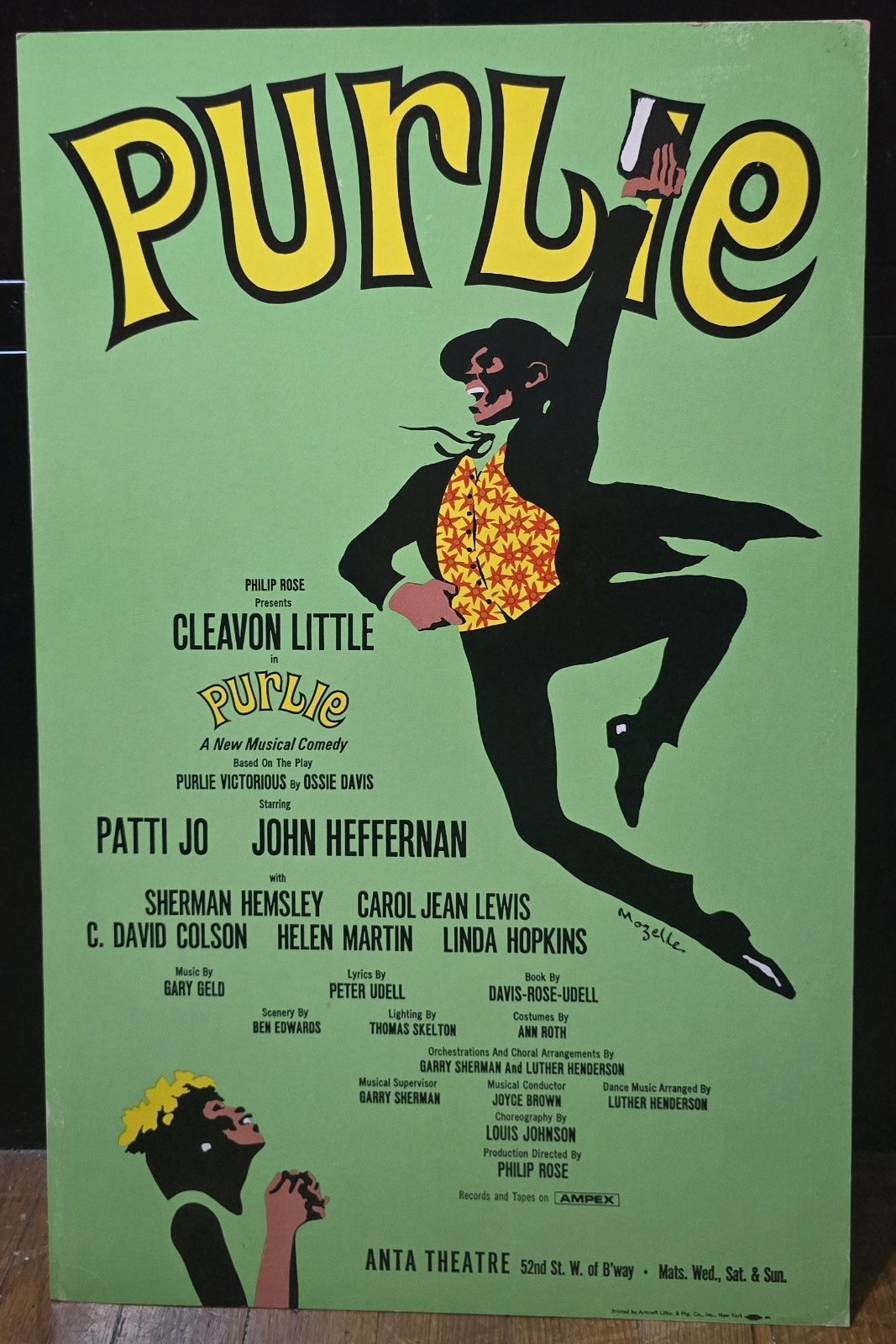 The original Purlie Broadway window card features vibrant, striking artwork