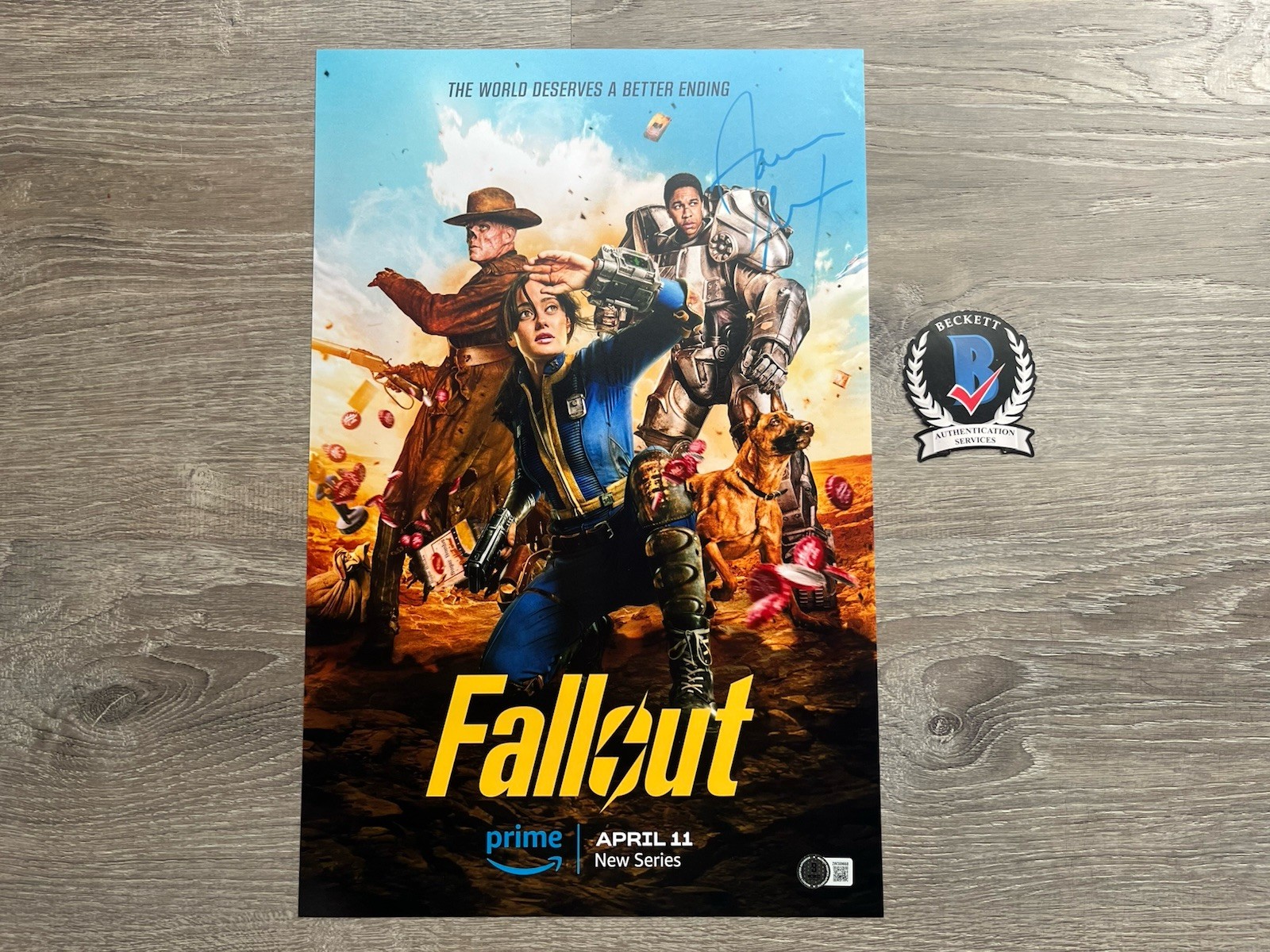 Aaron Moten Signed Fallout 11×17 Photo Beckett COA Maximus