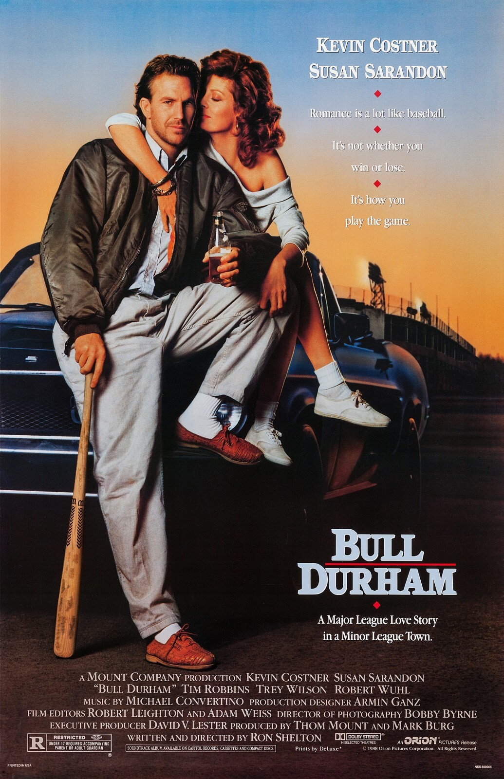 Bull Durham movie poster – 11″ x 17″ – Kevin Costner, Susan Sarandon