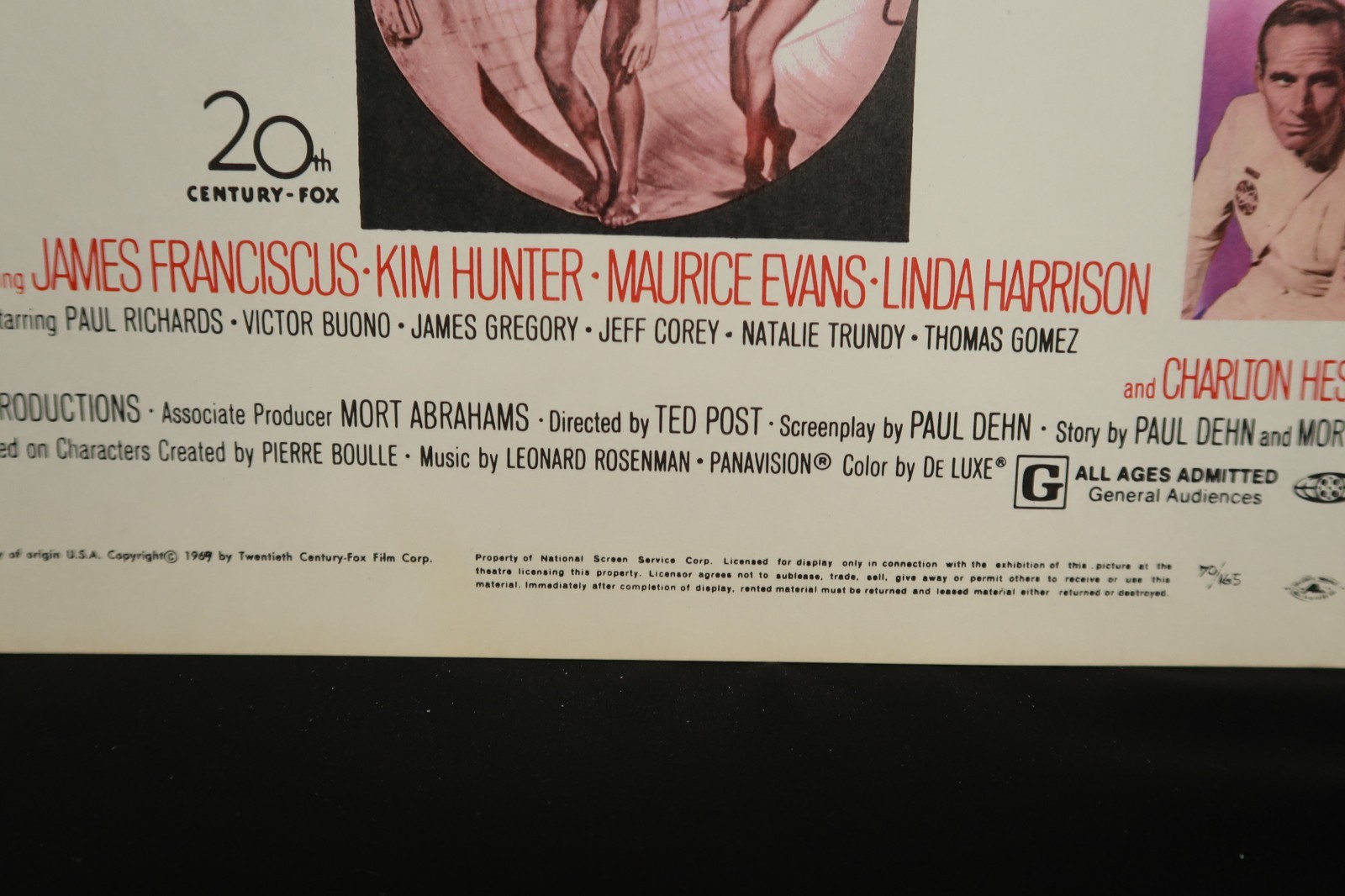 Beneath The Planet of the Apes 1970 Window Card Movie Poster 14 x 22 NSS 70/165