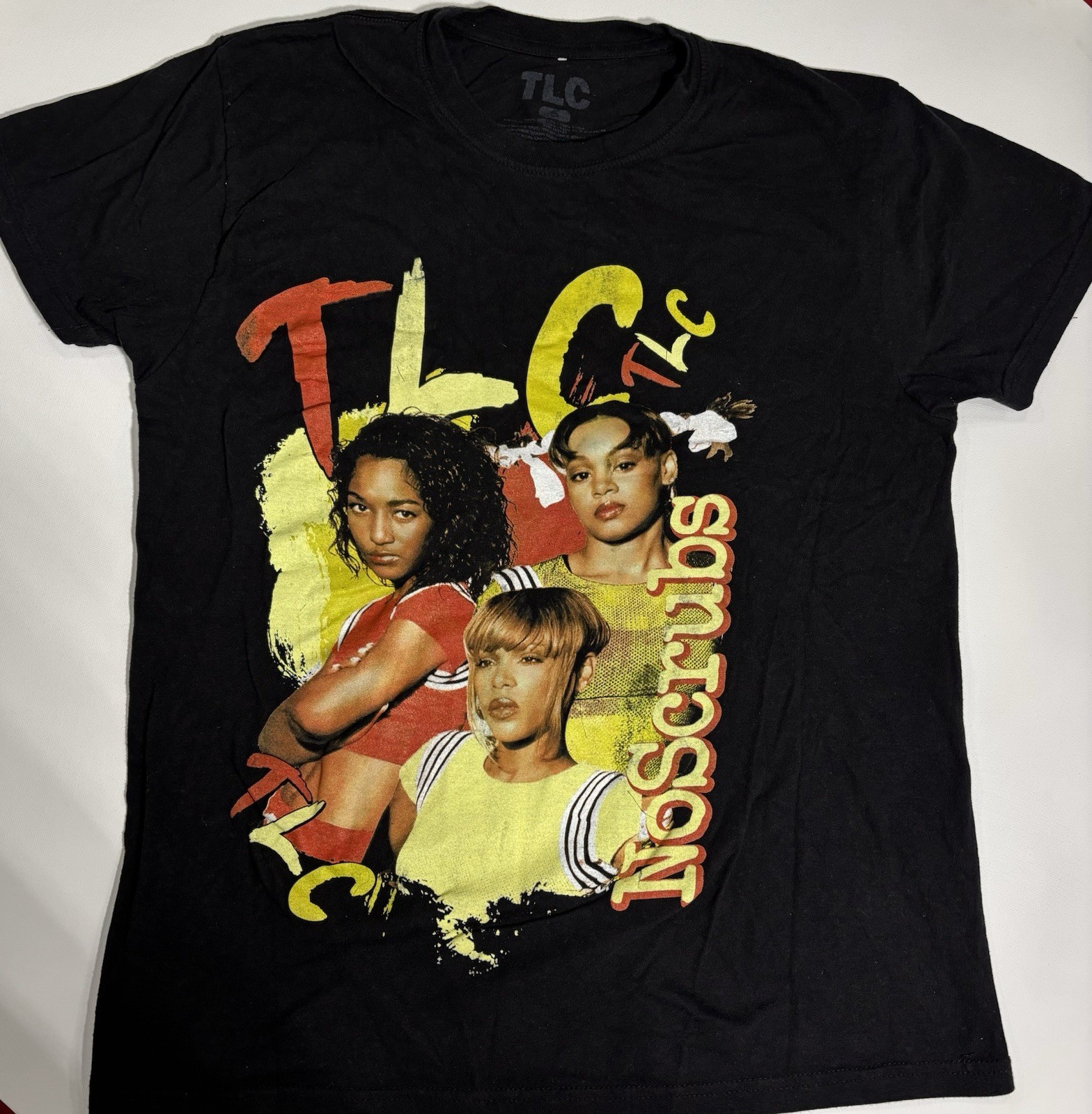 TLC No Scrubs Graphic T-Shirt Black Band Tee 90s R&B Hip Hop Women’s