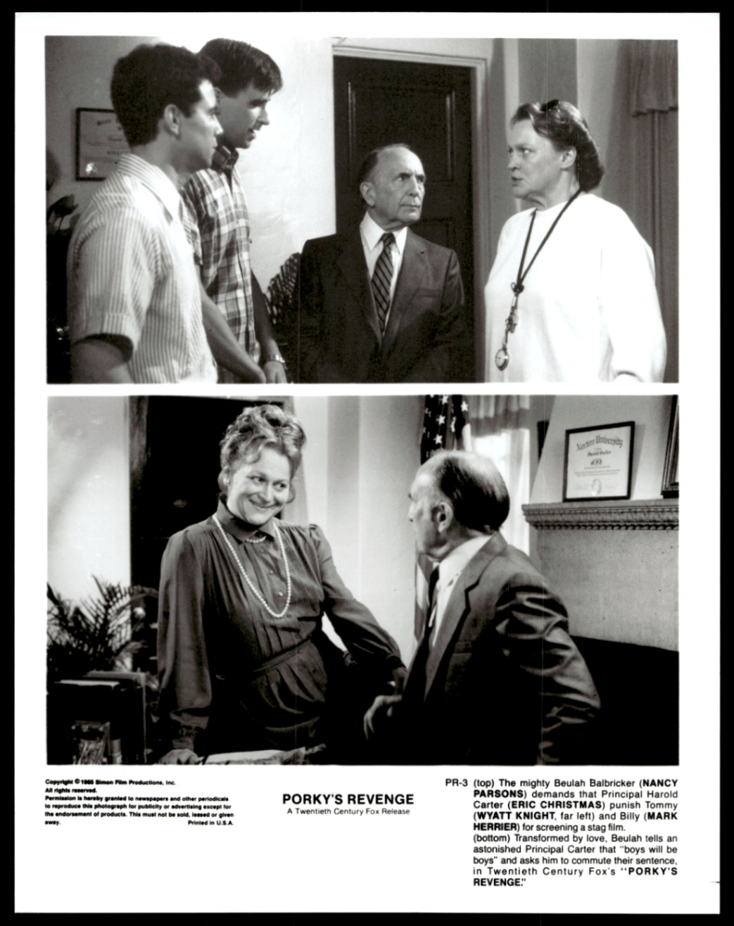 Vintage 1985 Porky’s Revenge Movie Press Photo PR-3 Nancy Parsons Wyatt Knight